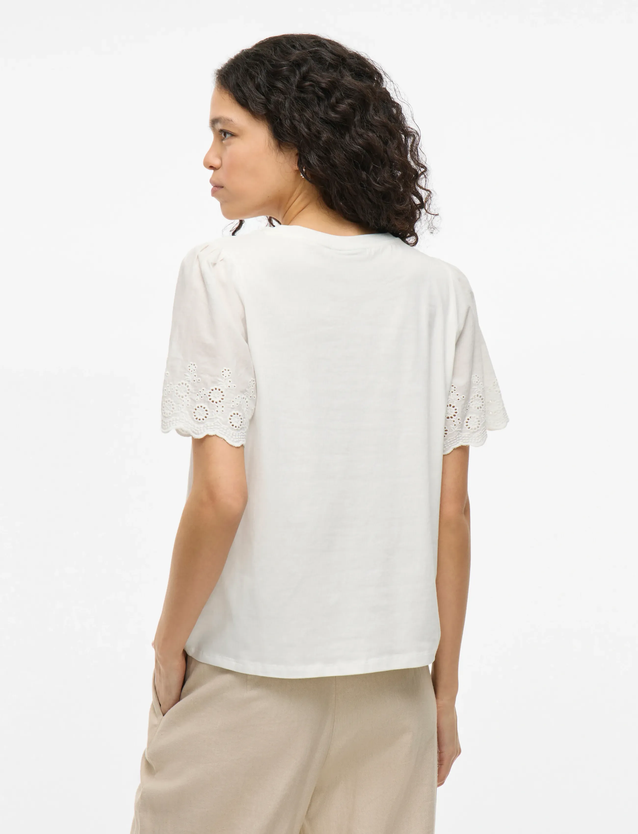 Vila - VICELIANA O-NECK S/S TOP - kurzämlige blusen - snow white - 3