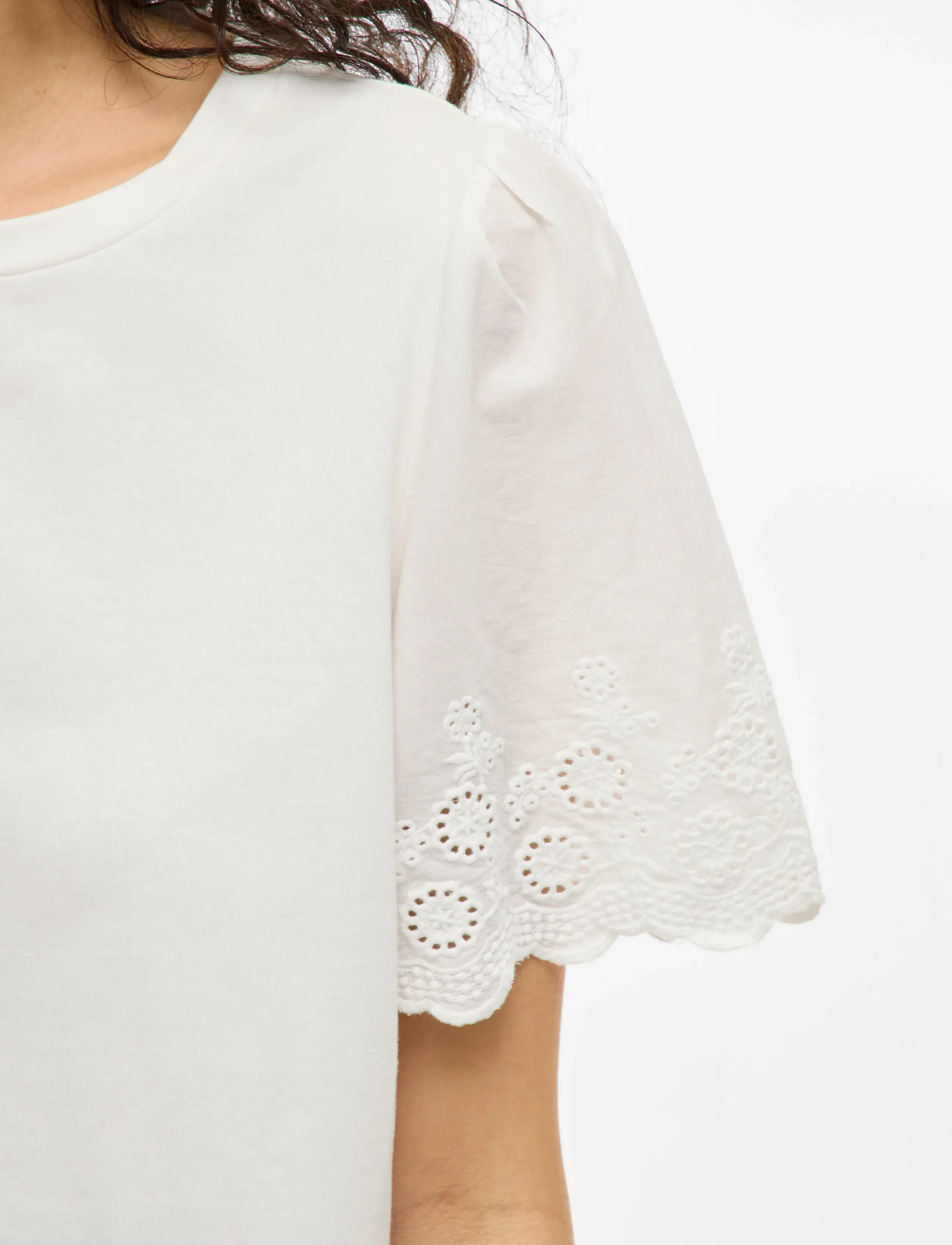 Vila - VICELIANA O-NECK S/S TOP - kurzämlige blusen - snow white - 5