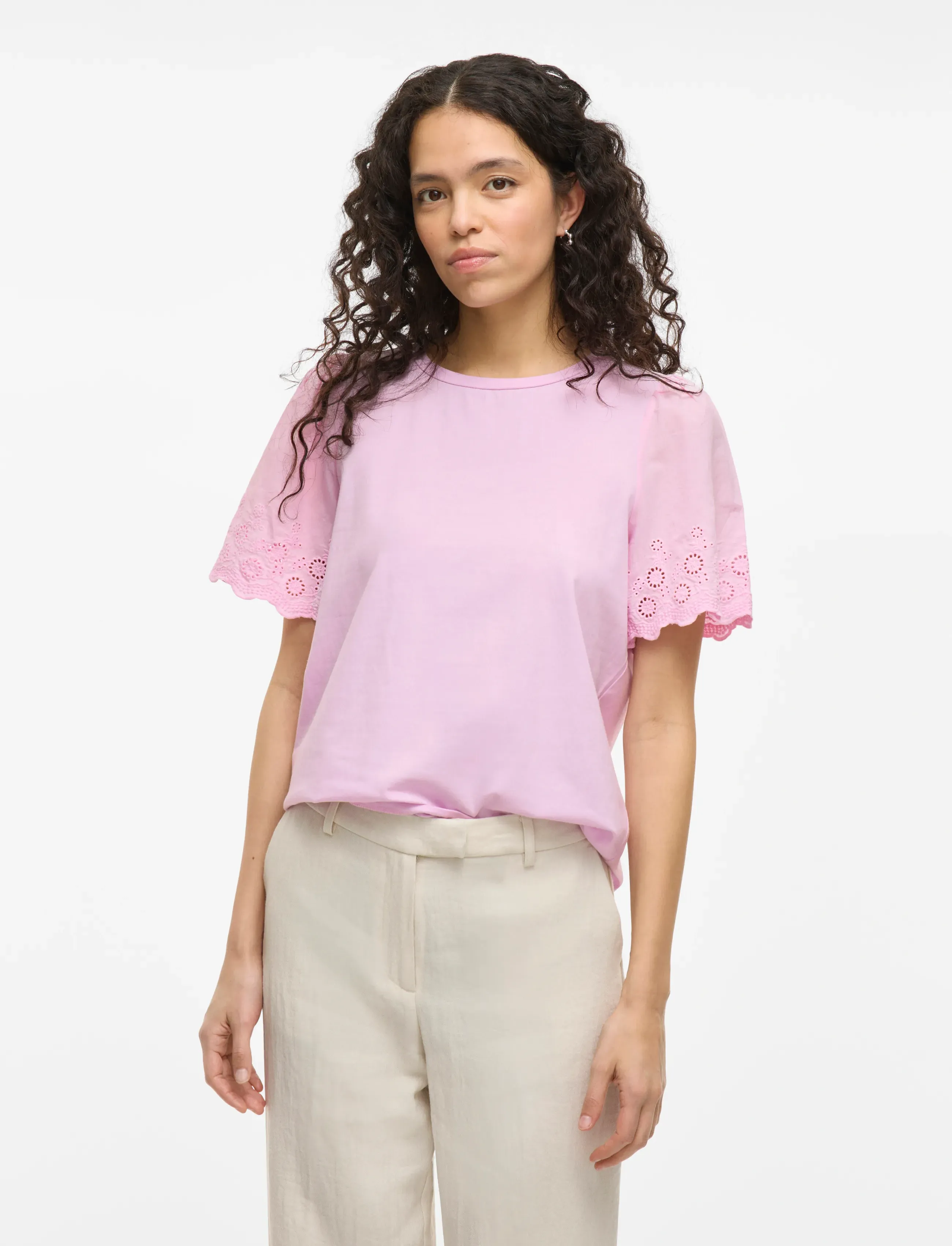 Vila VICELIANA O-NECK S/S TOP - Blūzes un krekli - WINSOME ORCHID / pink/rose