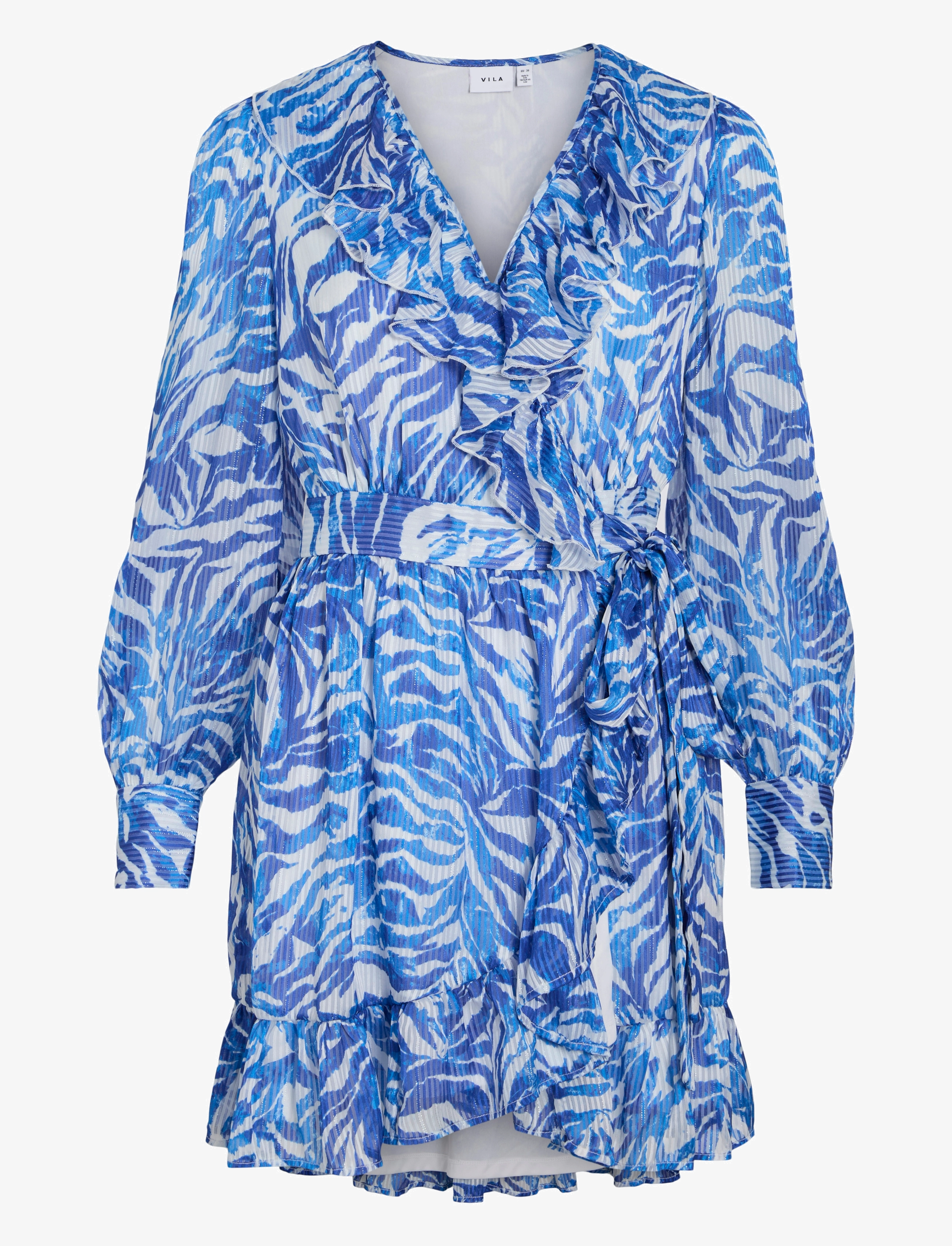 Vila Vilyngba L/S Wrap Short Dress/Dc/Ka, 36, Dresses, Blau - Dress, Frauen
