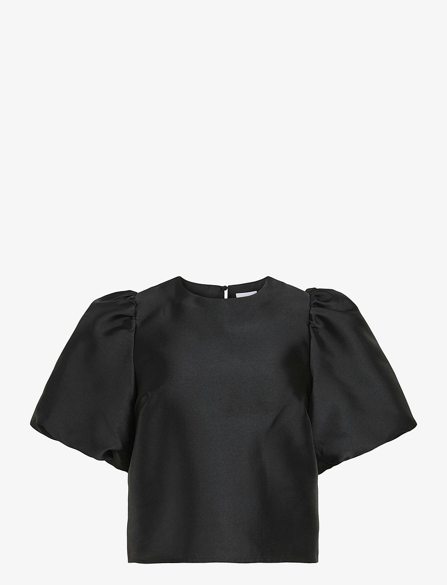 Vila - VISHINA 2/4 O-NECK TOP/DC/KA - kurzärmelige blusen - black - 0