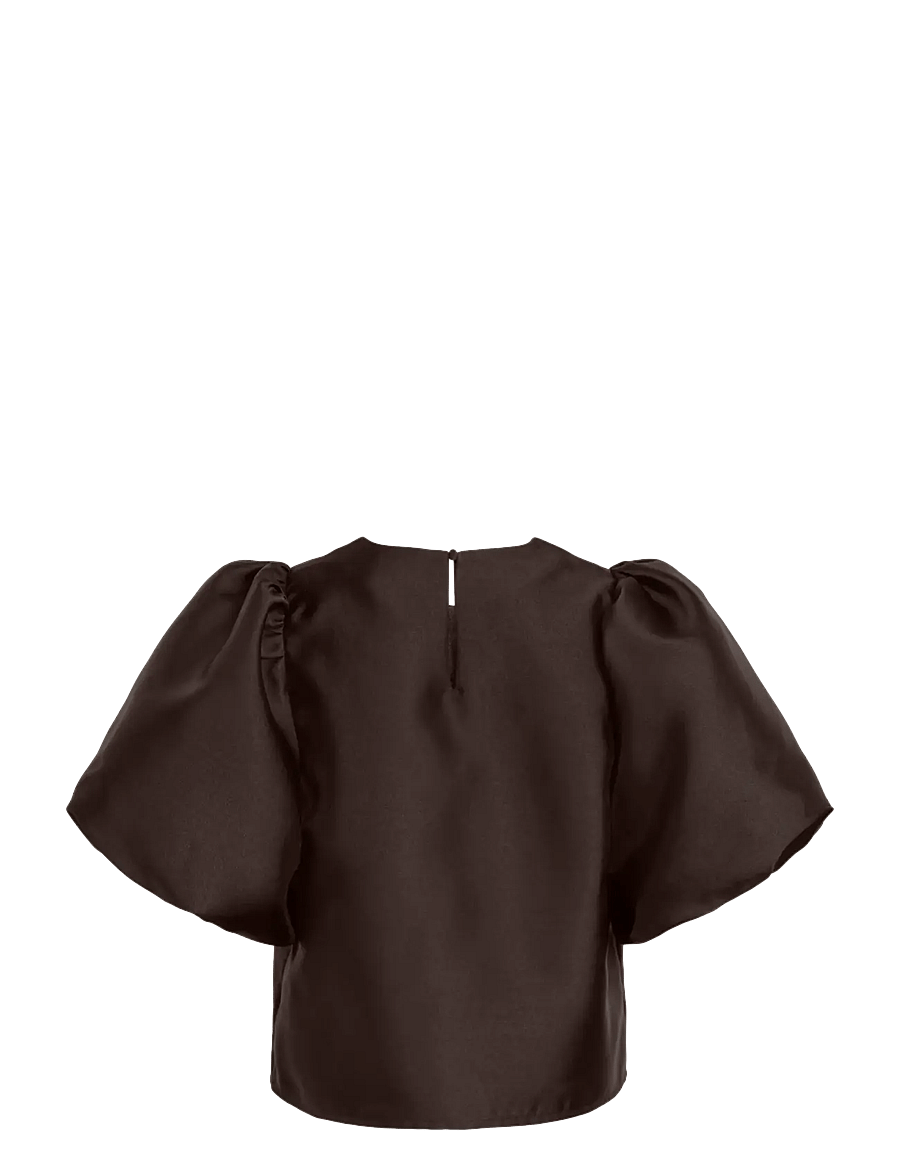 Vila - VISHINA 2/4 O-NECK TOP/1/DC/KA - kortärmade blusar - coffee bean - 1