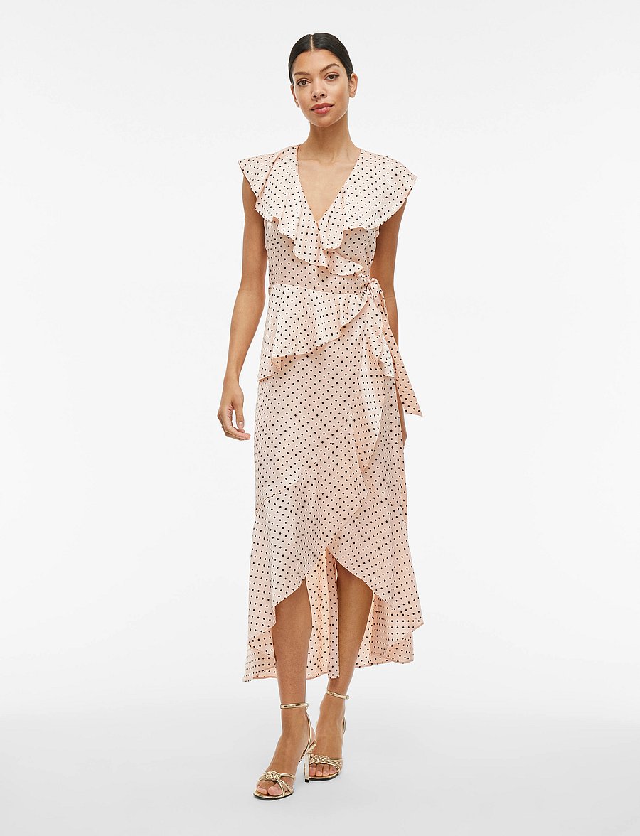Vila - VIKIMMIE S/S WRAP ANKLE DRESS/DC/KA - cocktailkleider - peach whip - 0