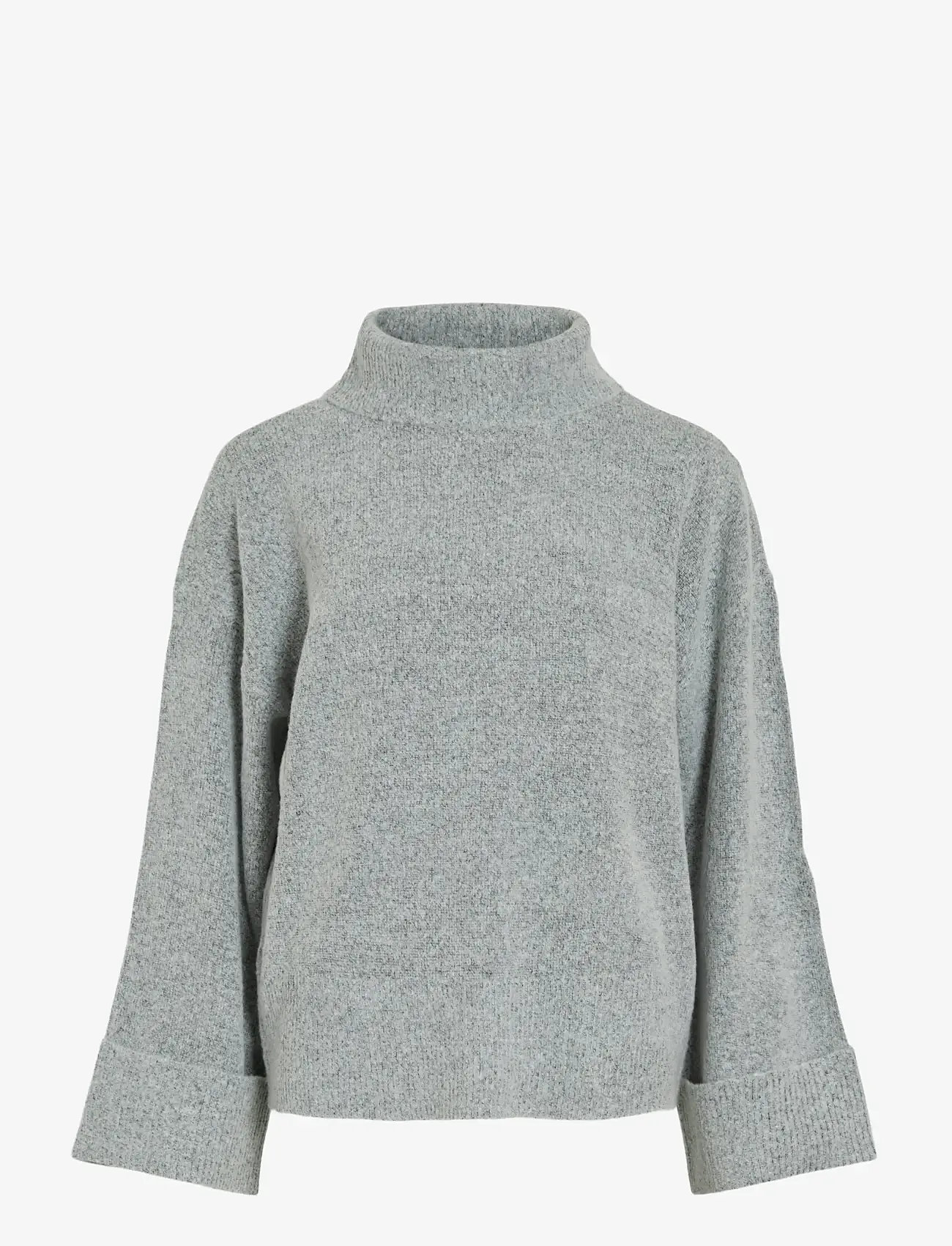 Vila - VIROLFIE ROLL NECK L/S KNIT TOP - NOOS - turtlenecks - light grey melange - 1