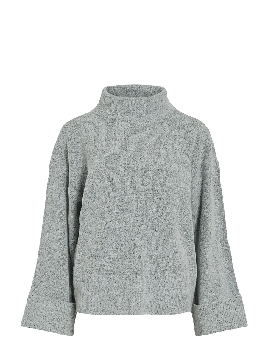 Vila - VIROLFIE ROLL NECK L/S KNIT TOP - NOOS - kõrge kaelusega kudumid - light grey melange - 1