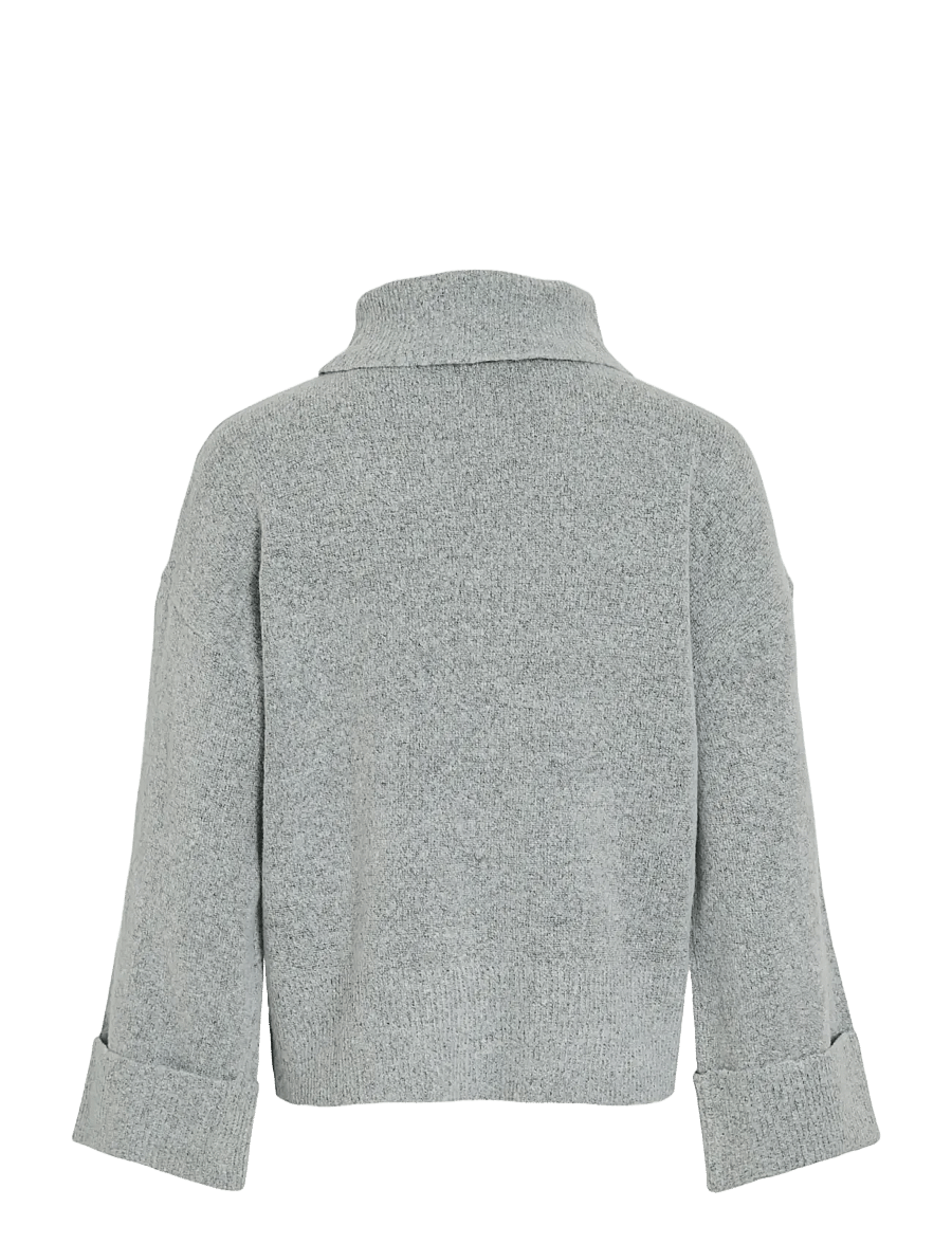 Vila - VIROLFIE ROLL NECK L/S KNIT TOP - NOOS - kõrge kaelusega kudumid - light grey melange - 2