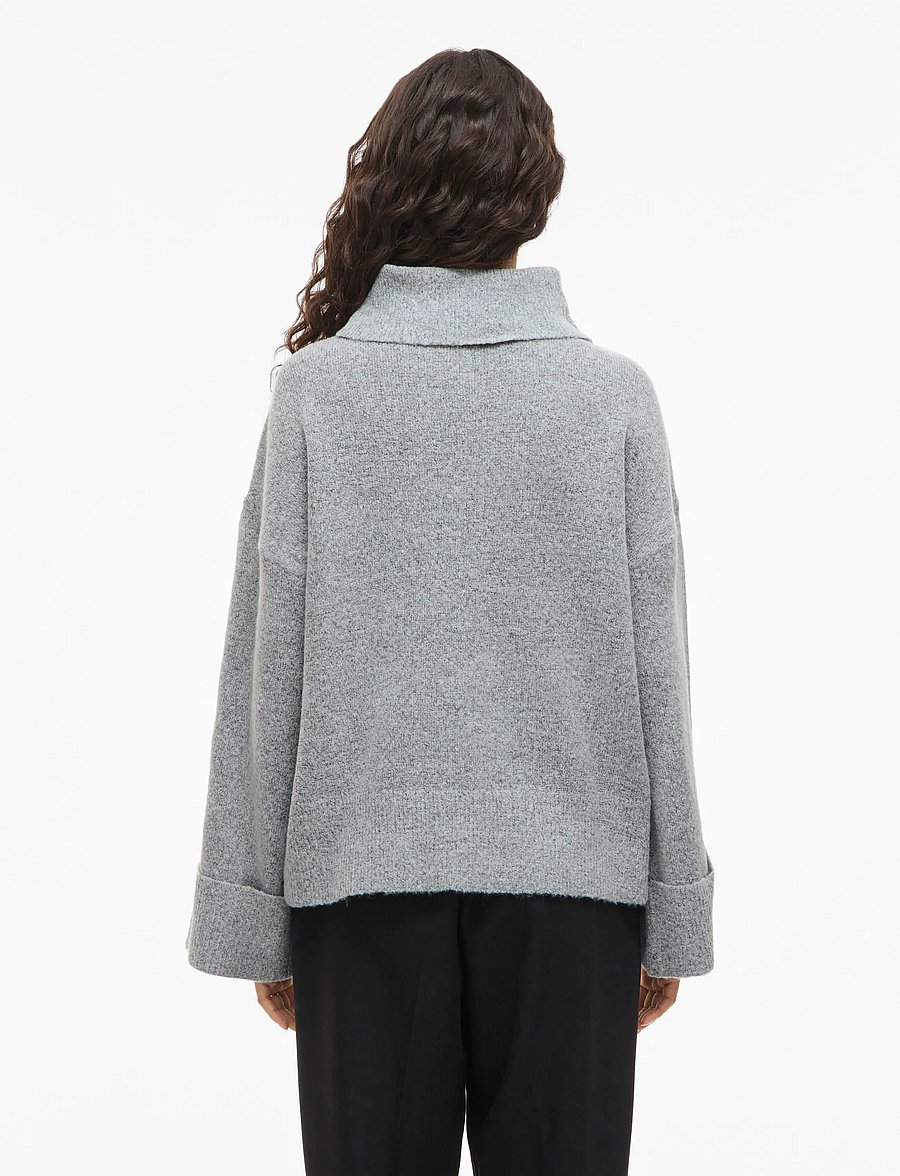Vila - VIROLFIE ROLL NECK L/S KNIT TOP - NOOS - kõrge kaelusega kudumid - light grey melange - 3