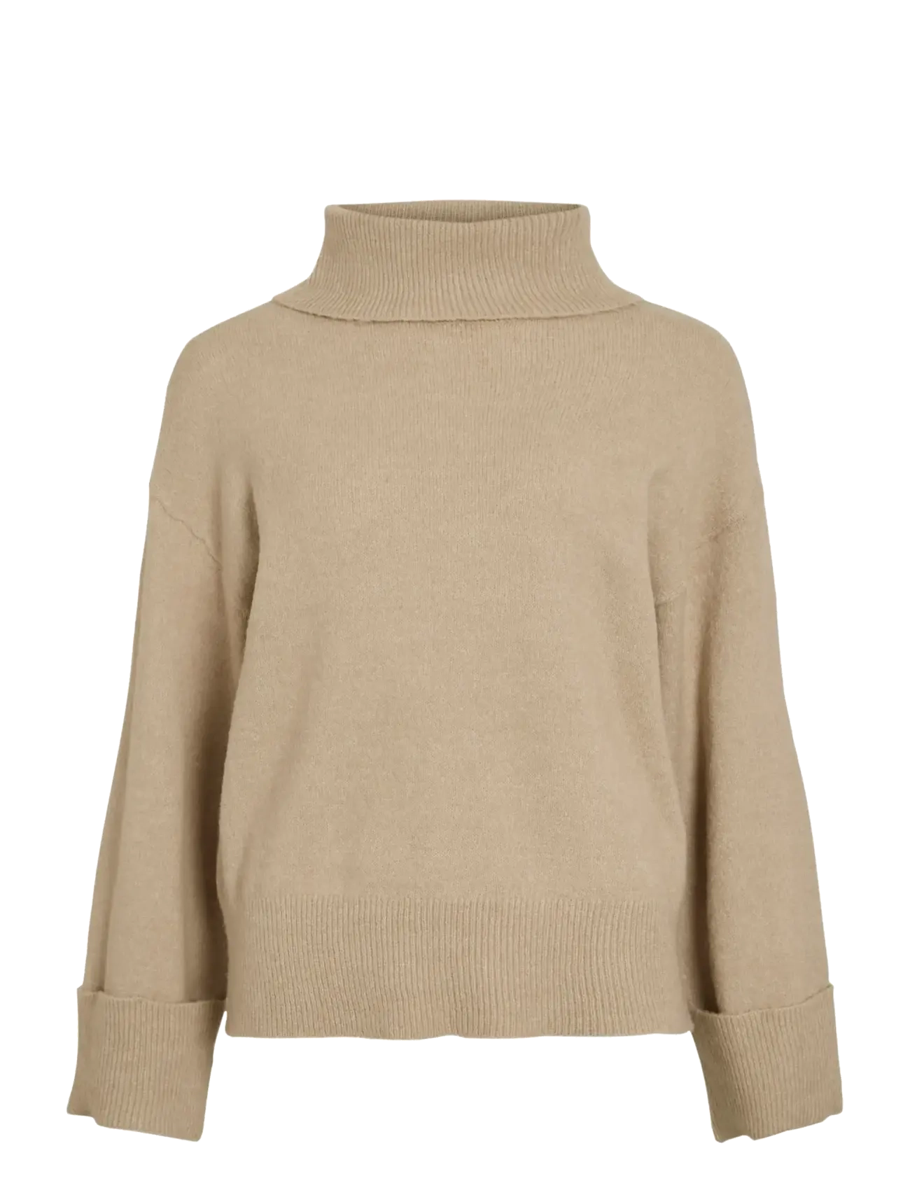 Vila VIROLFIE ROLL NECK L/S KNIT TOP - NOOS - Strickmode - NATURAL MELANGE / beige