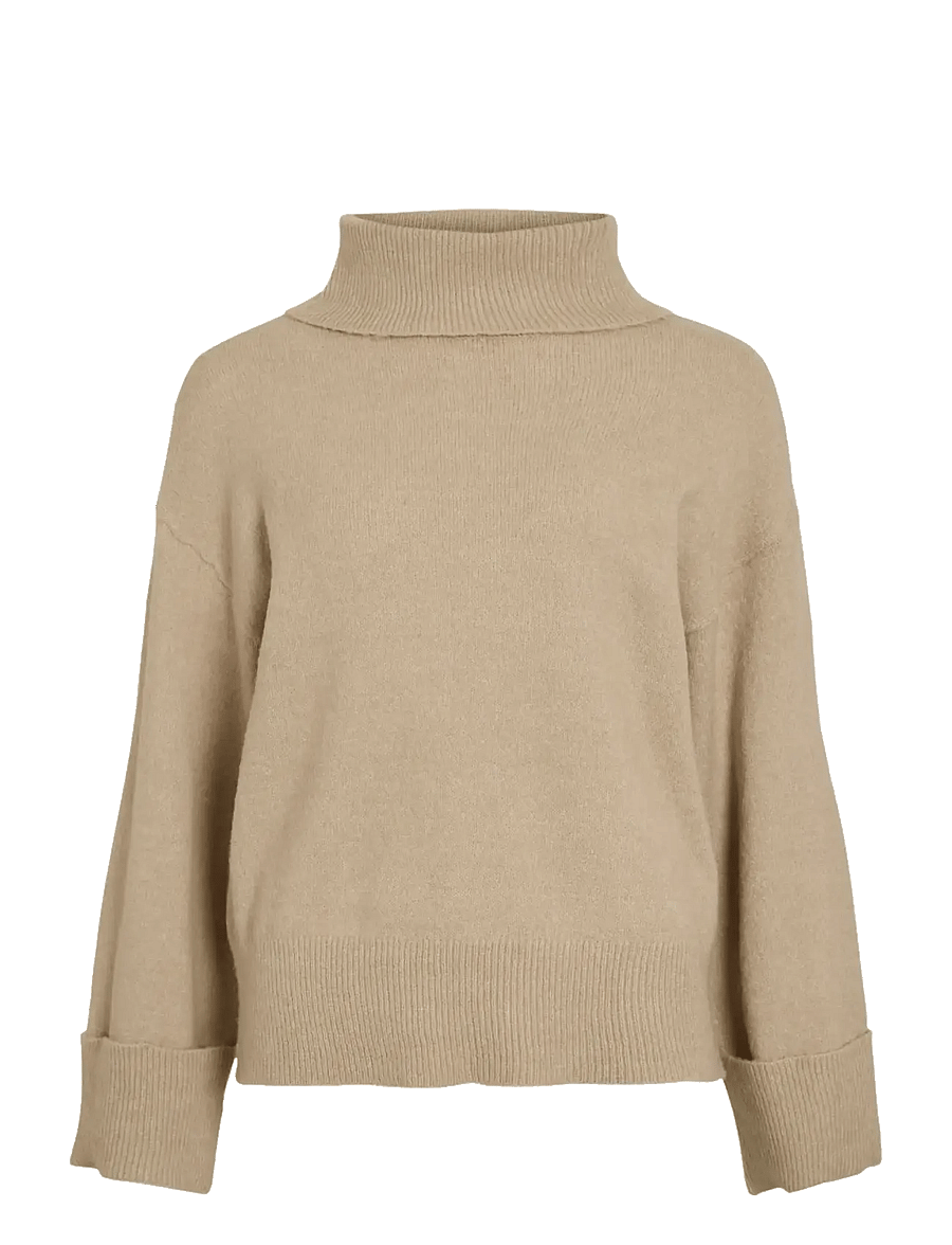 Vila - VIROLFIE ROLL NECK L/S KNIT TOP - NOOS - rollkragenpullover - natural melange - 1