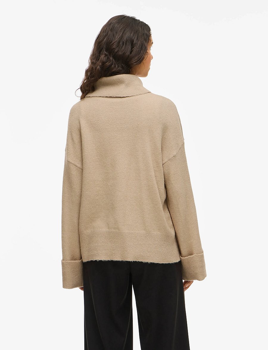 Vila - VIROLFIE ROLL NECK L/S KNIT TOP - NOOS - rollkragenpullover - natural melange - 3