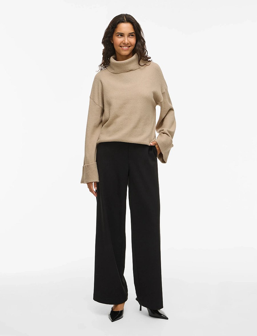 Vila - VIROLFIE ROLL NECK L/S KNIT TOP - NOOS - rollkragenpullover - natural melange - 4