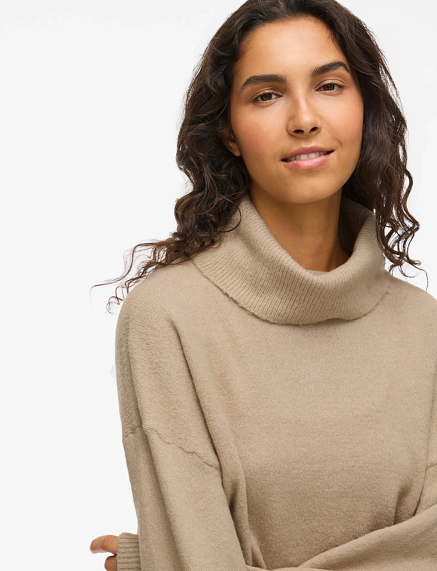 Vila - VIROLFIE ROLL NECK L/S KNIT TOP - NOOS - rollkragenpullover - natural melange - 5