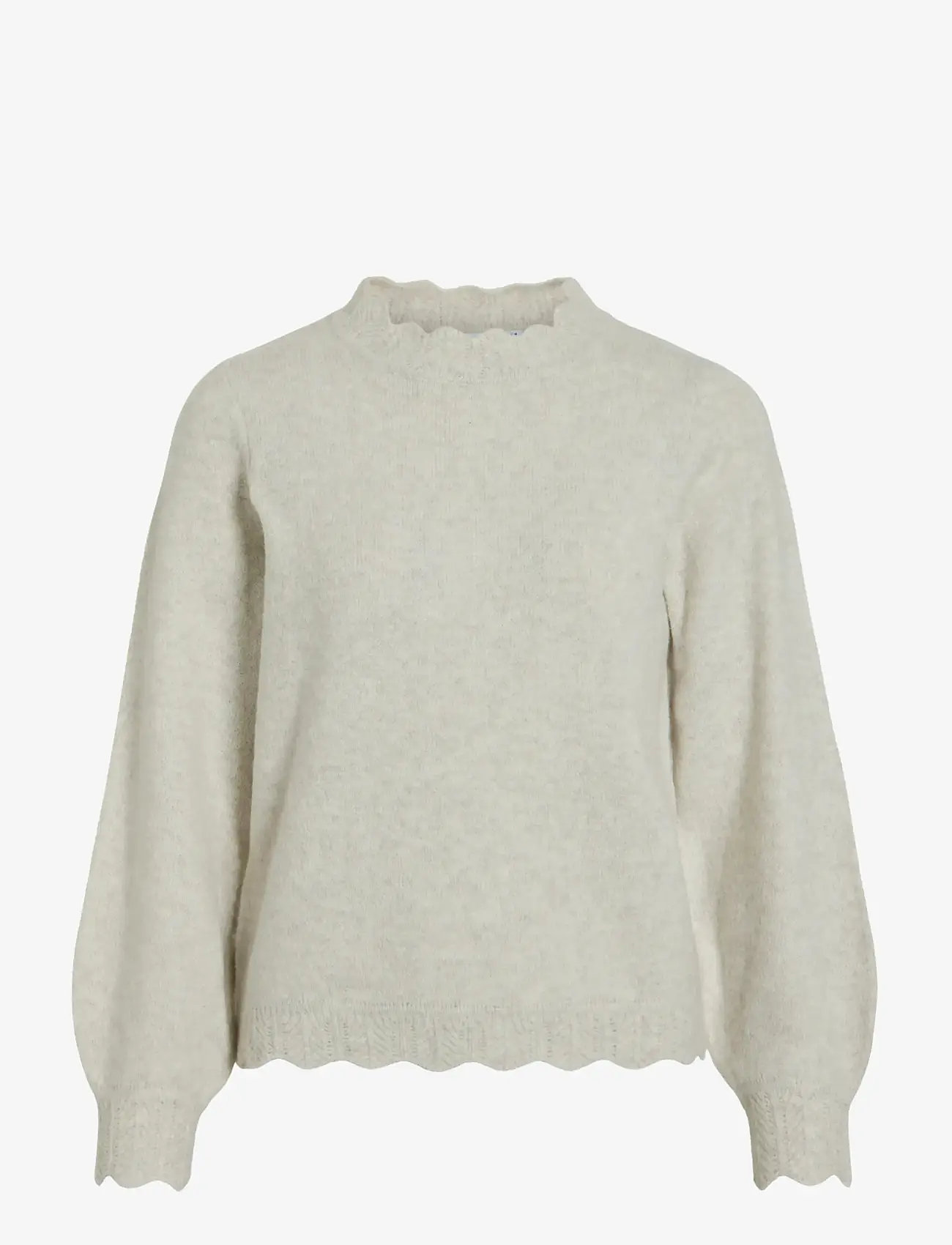 Vila - VINIKOLINA O-NECK L/S KNIT TOP - NOOS - stickade tröjor - super light natural melan - 1