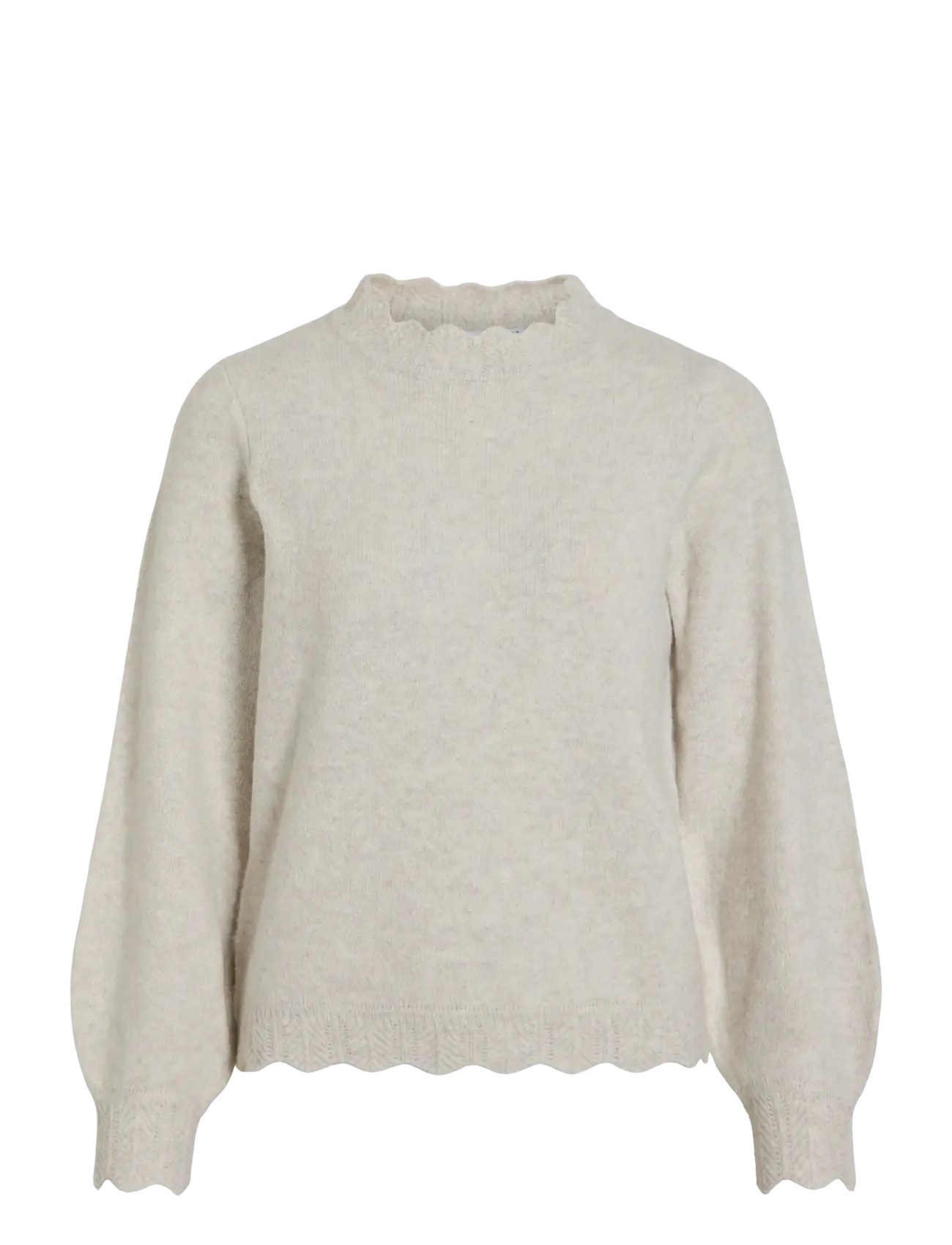Vila VINIKOLINA O-NECK L/S KNIT TOP - NOOS - Strik - SUPER LIGHT NATURAL MELAN / beige