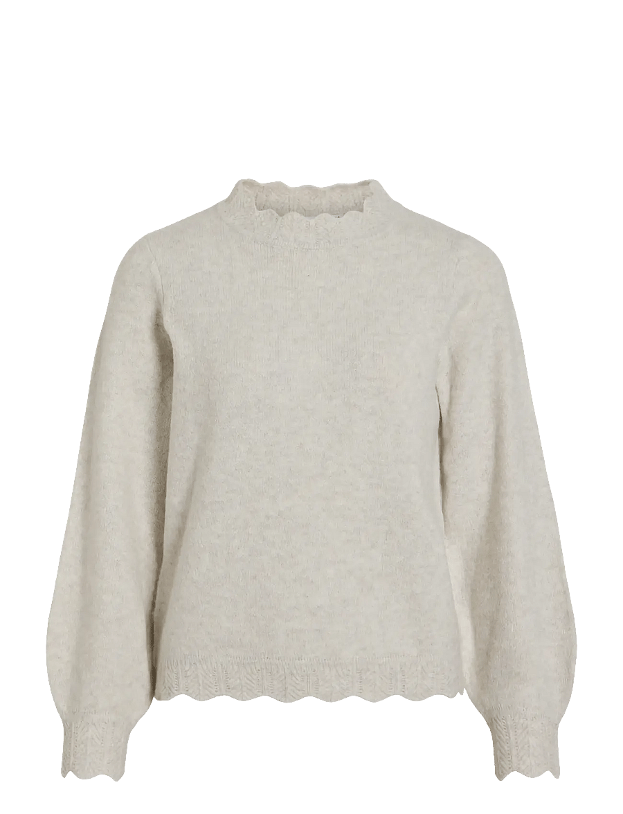 Vila - VINIKOLINA O-NECK L/S KNIT TOP - NOOS - sviitrid - super light natural melan - 1