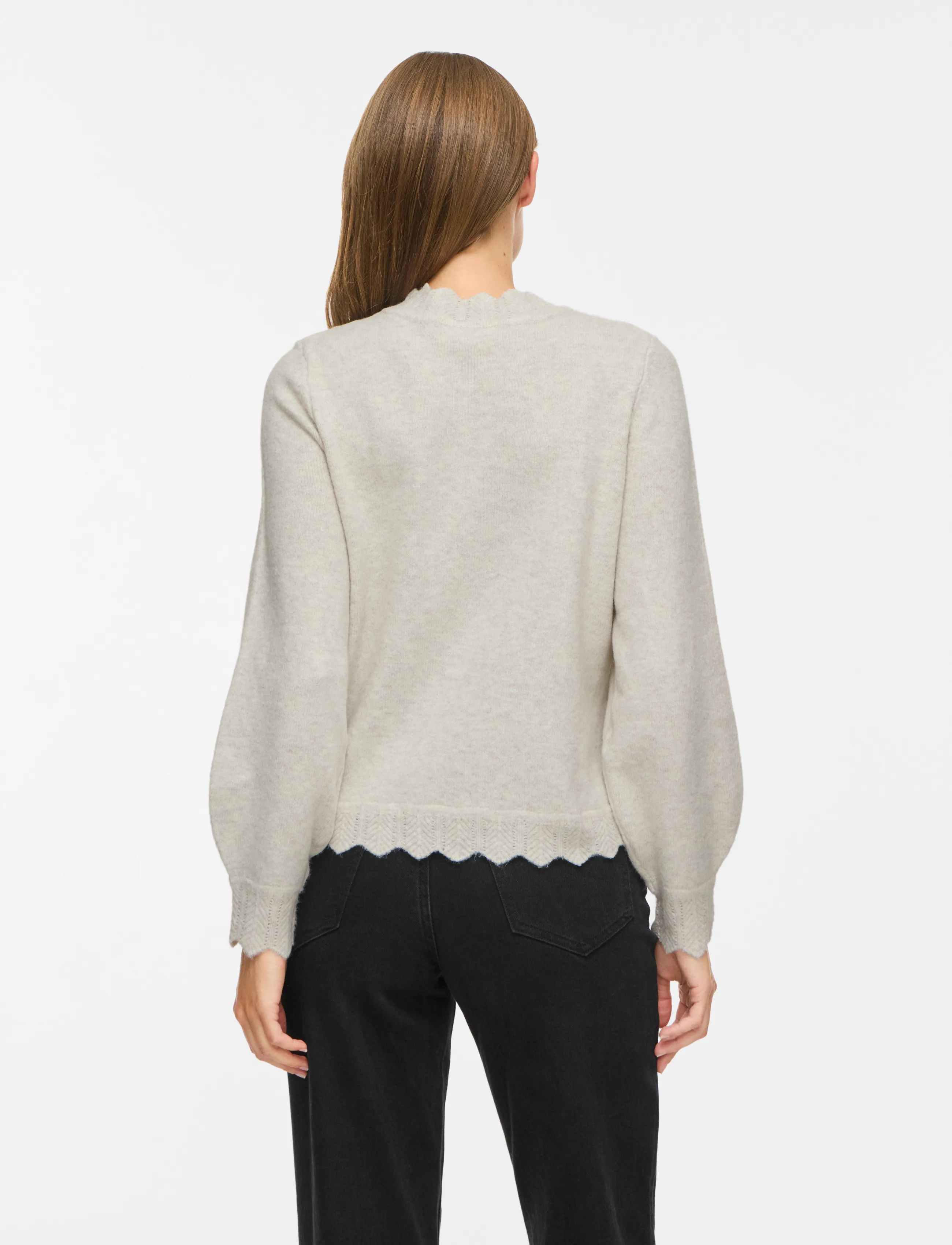 Vila - VINIKOLINA O-NECK L/S KNIT TOP - NOOS - pulls - super light natural melan - 3