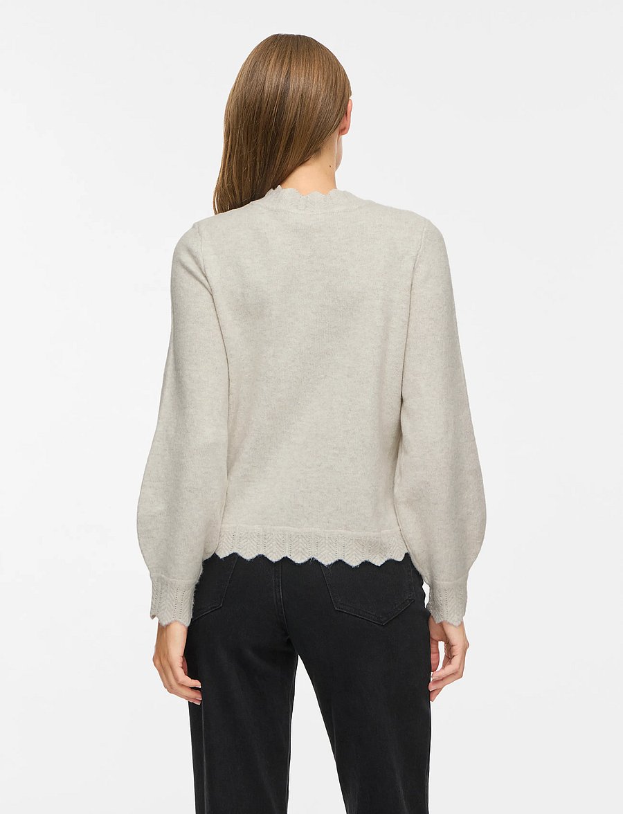 Vila - VINIKOLINA O-NECK L/S KNIT TOP - NOOS - pulls - super light natural melan - 3