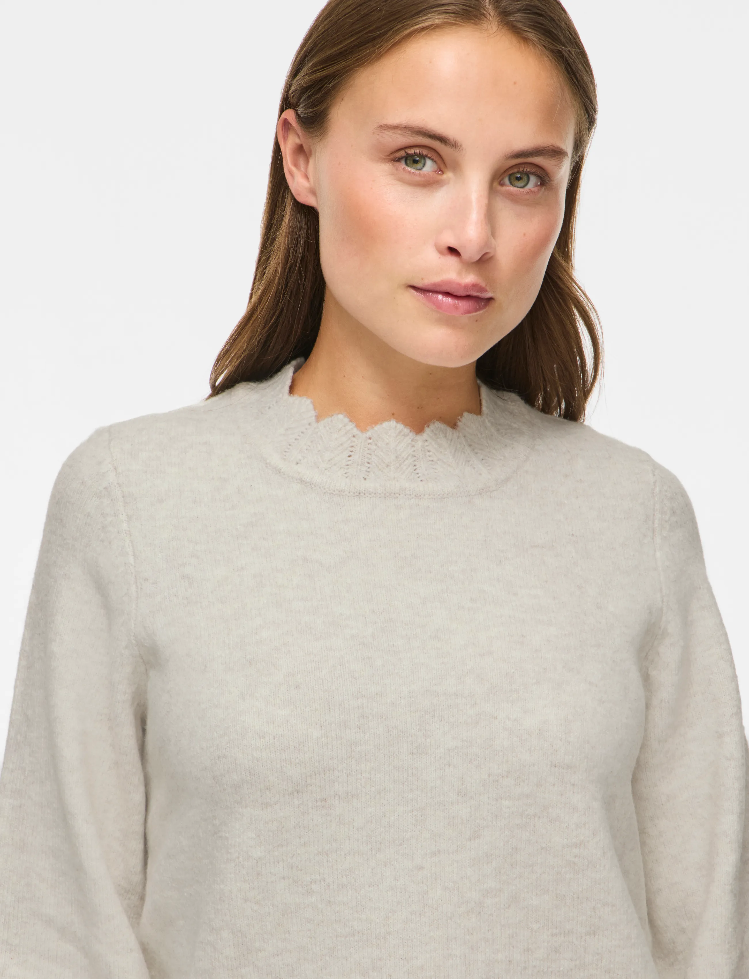 Vila - VINIKOLINA O-NECK L/S KNIT TOP - NOOS - pulls - super light natural melan - 5