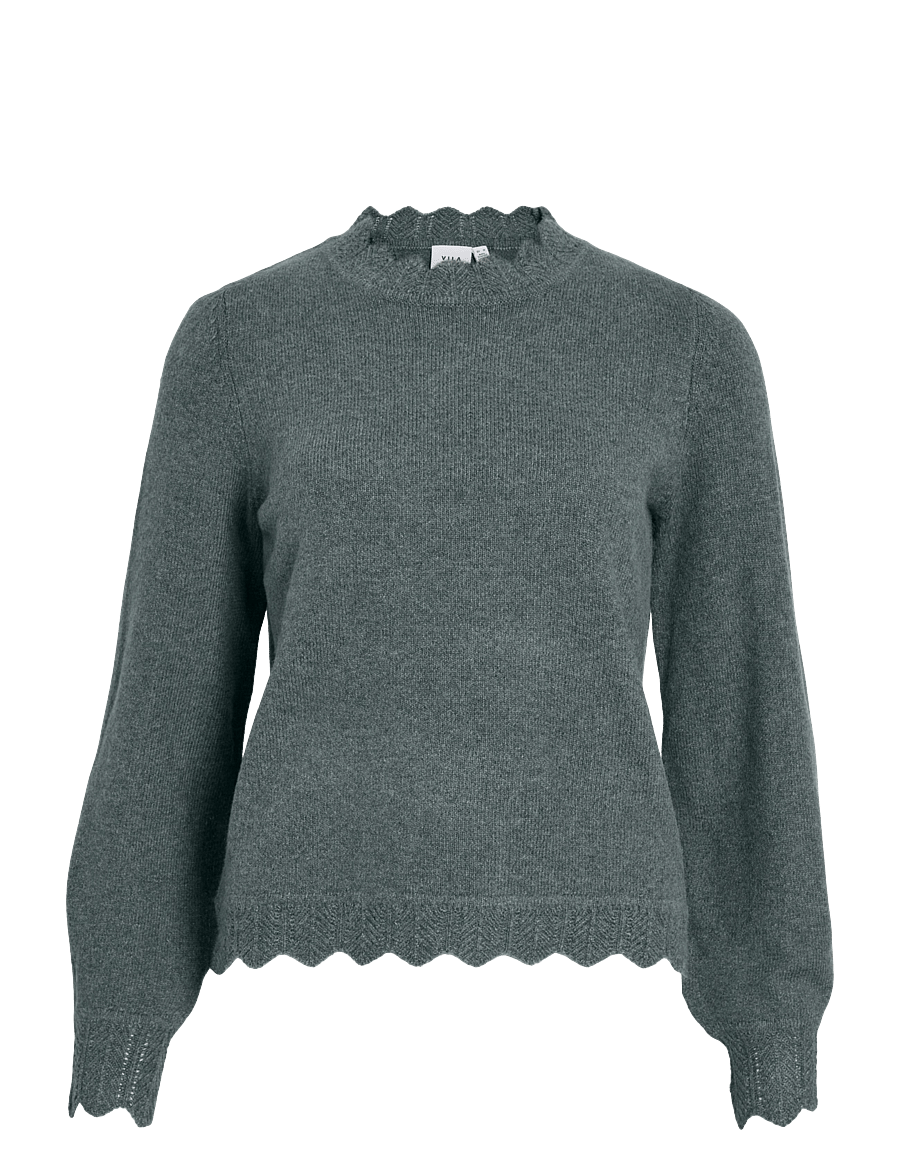 Vila - VINIKOLINA O-NECK L/S KNIT TOP - NOOS - pullover - balsam green - 0