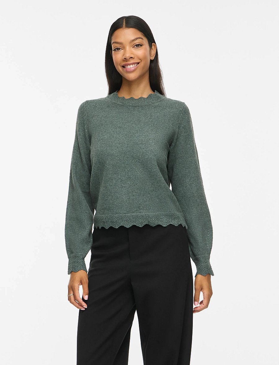 Vila - VINIKOLINA O-NECK L/S KNIT TOP - NOOS - pullover - balsam green - 0