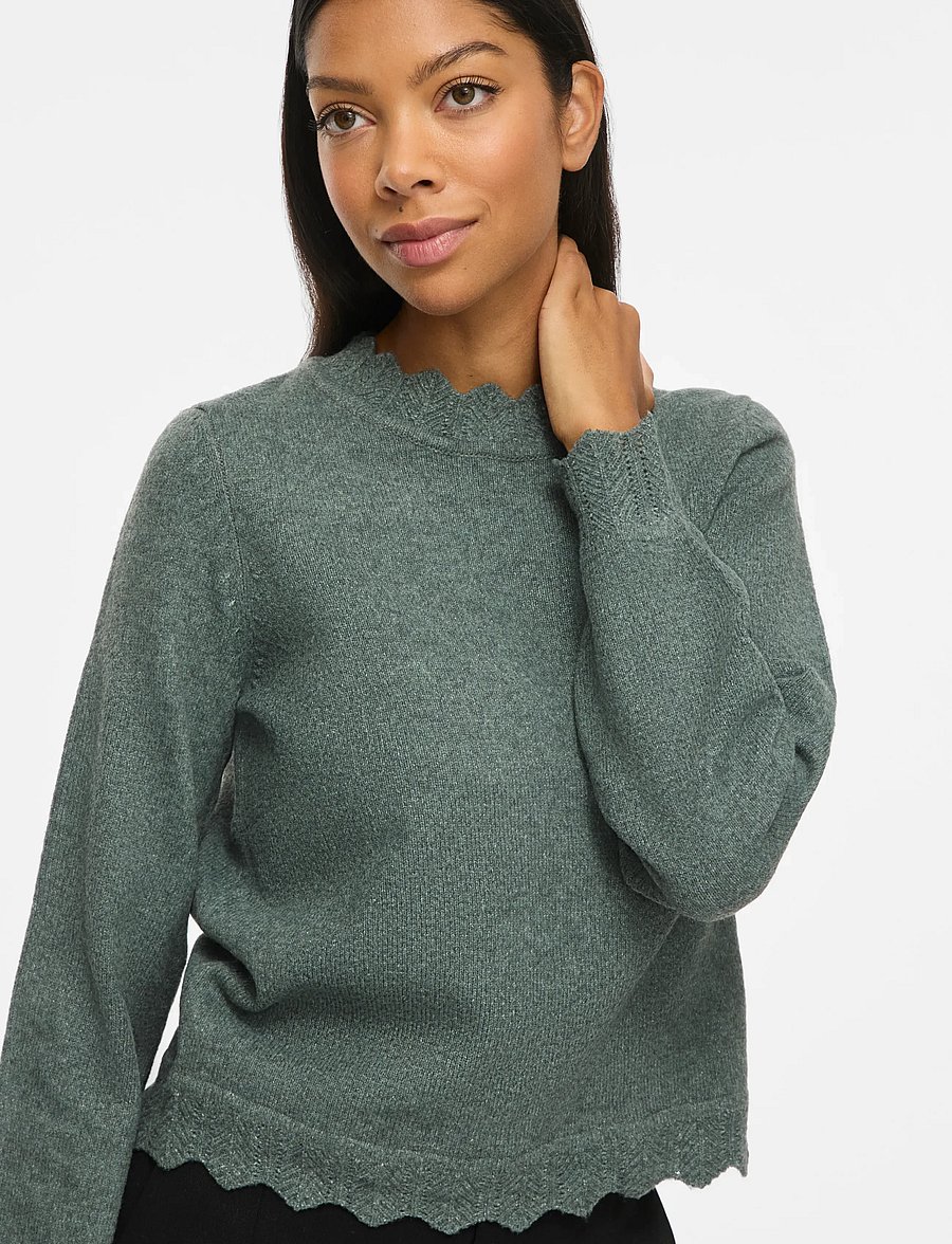 Vila - VINIKOLINA O-NECK L/S KNIT TOP - NOOS - pullover - balsam green - 5