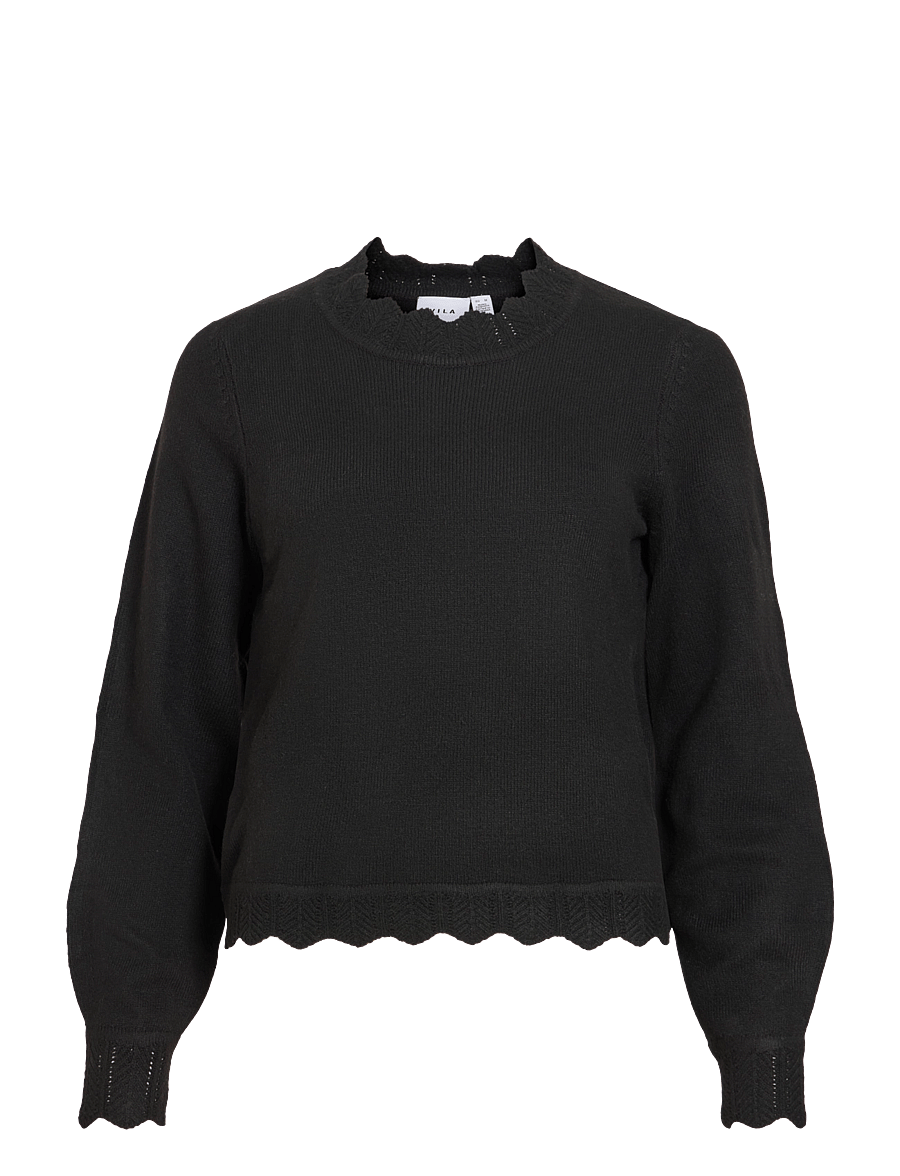 Vila - VINIKOLINA O-NECK L/S KNIT TOP - NOOS - pullover - black beauty - 1