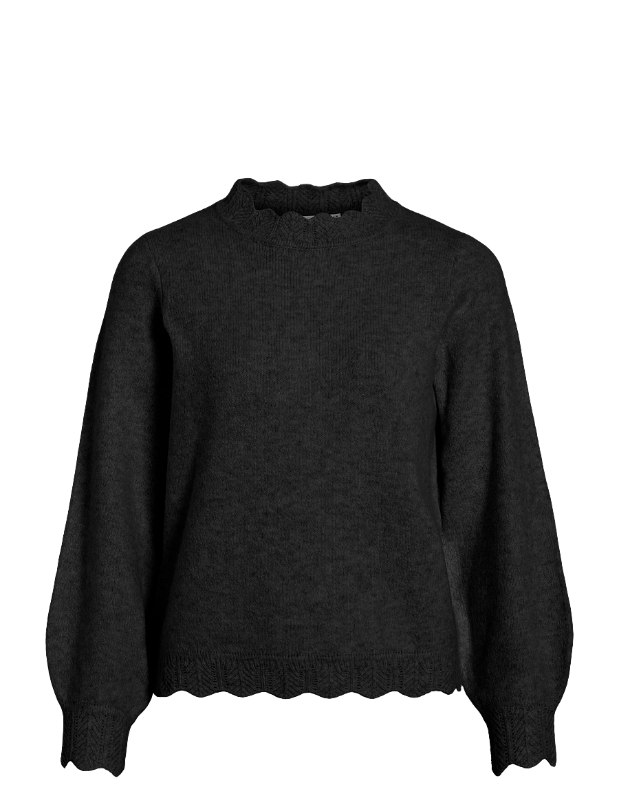Vila - VINIKOLINA O-NECK L/S KNIT TOP - NOOS - pullover - black beauty - 0