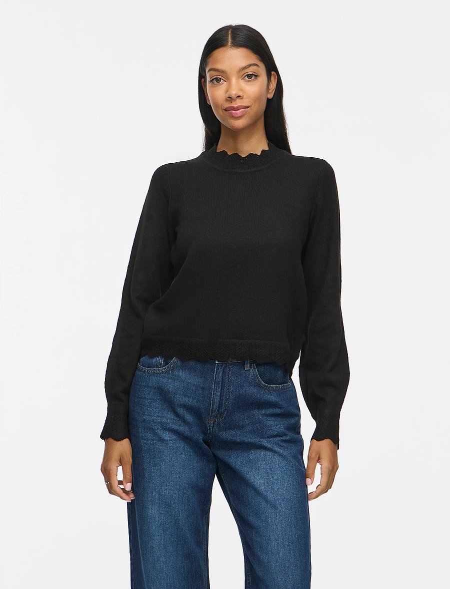 Vila - VINIKOLINA O-NECK L/S KNIT TOP - NOOS - pullover - black beauty - 0
