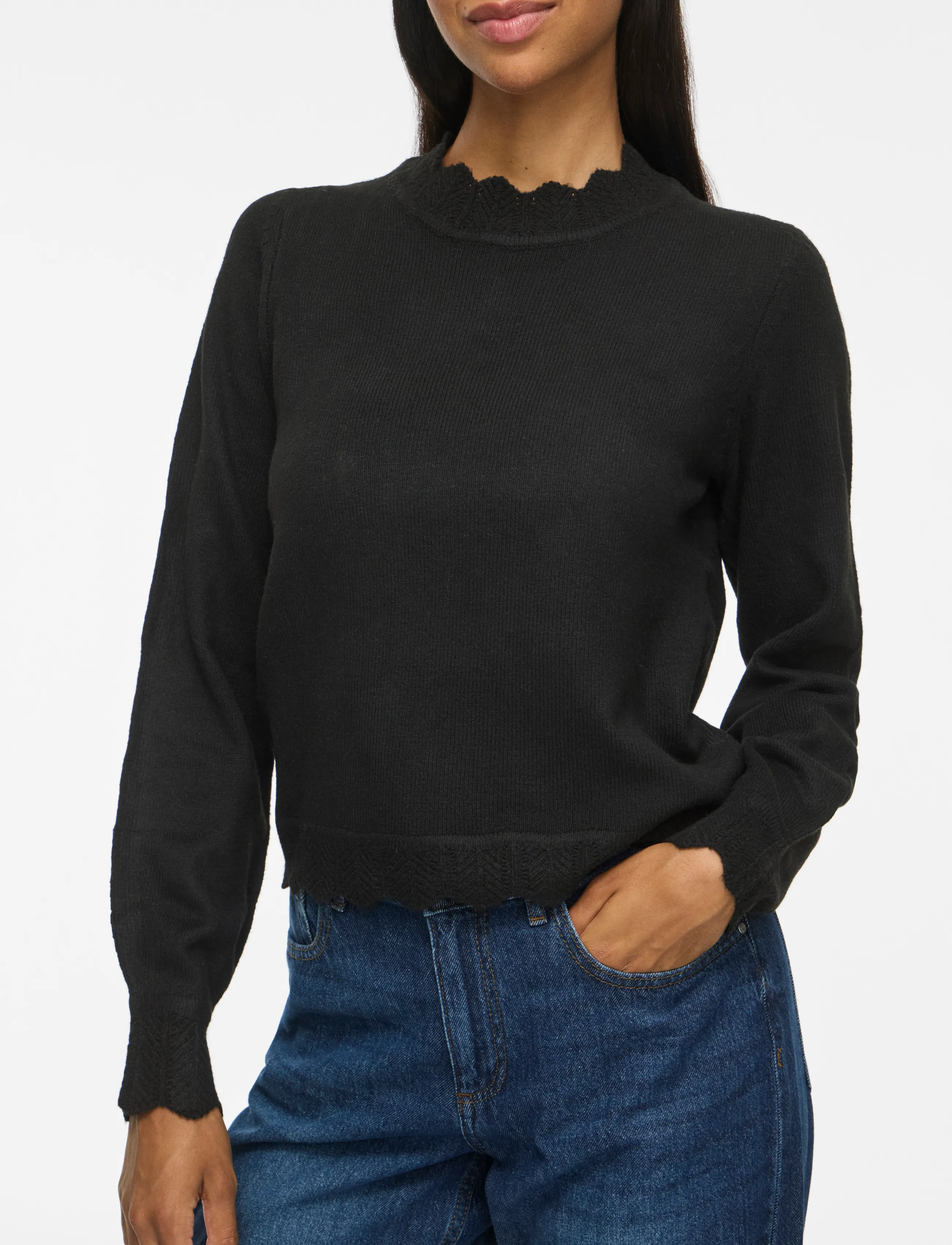 Vila - VINIKOLINA O-NECK L/S KNIT TOP - NOOS - pullover - black beauty - 5