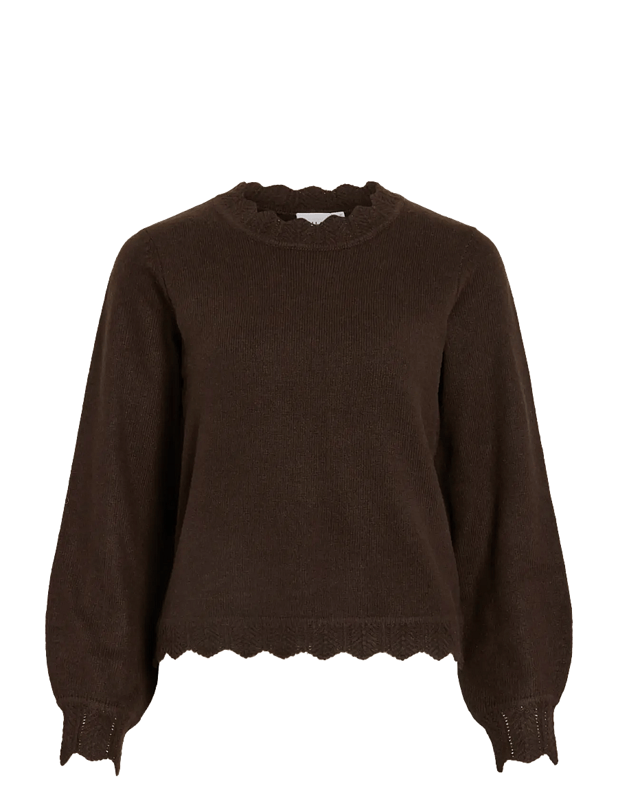 Vila - VINIKOLINA O-NECK L/S KNIT TOP - NOOS - pullover - coffee bean - 1