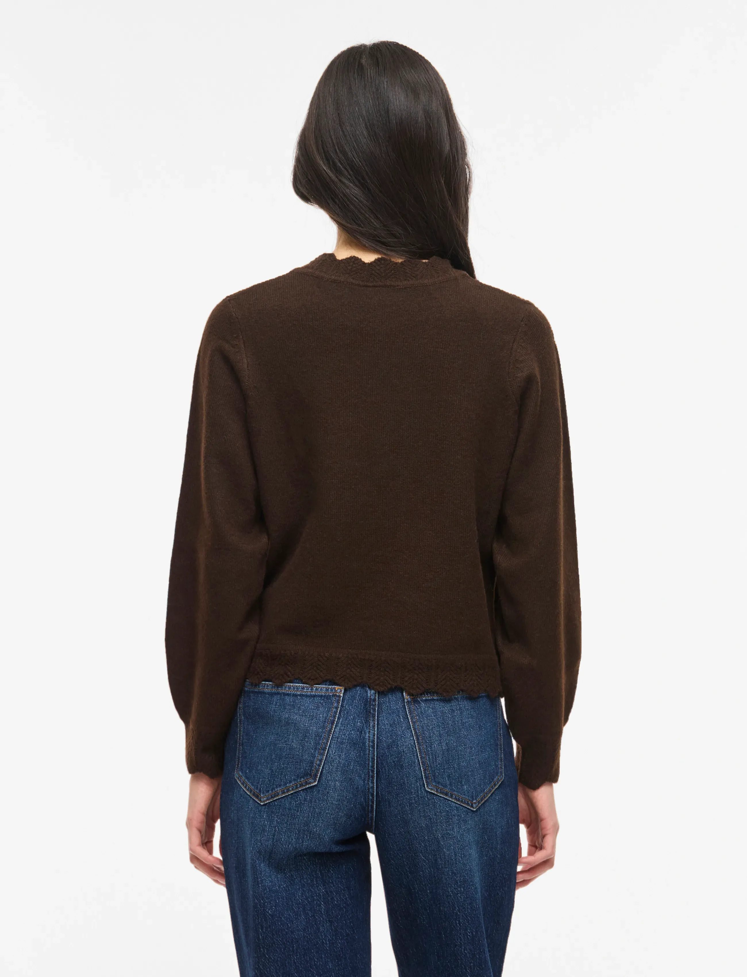 Vila - VINIKOLINA O-NECK L/S KNIT TOP - NOOS - striktrøjer - coffee bean - 3