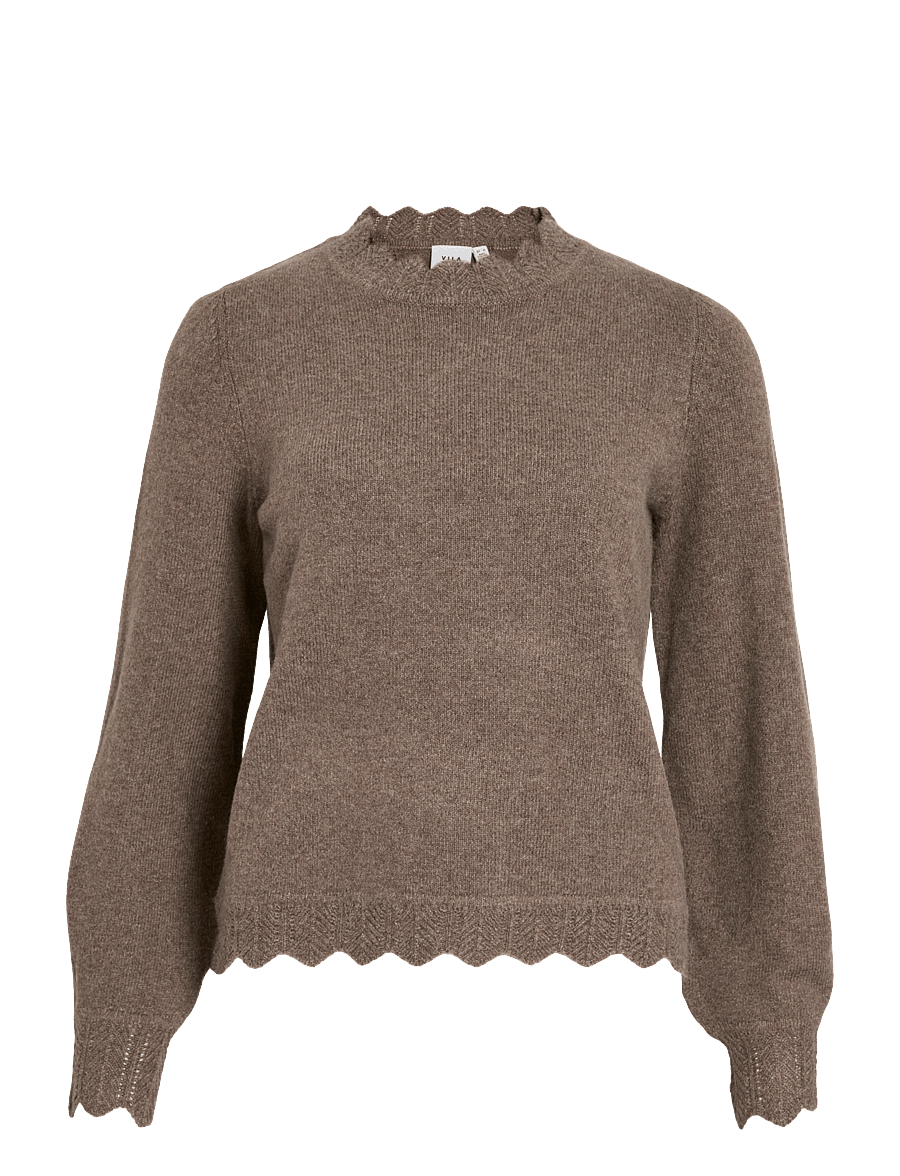 Vila - VINIKOLINA O-NECK L/S KNIT TOP - NOOS - kampsunid - falcon - 1