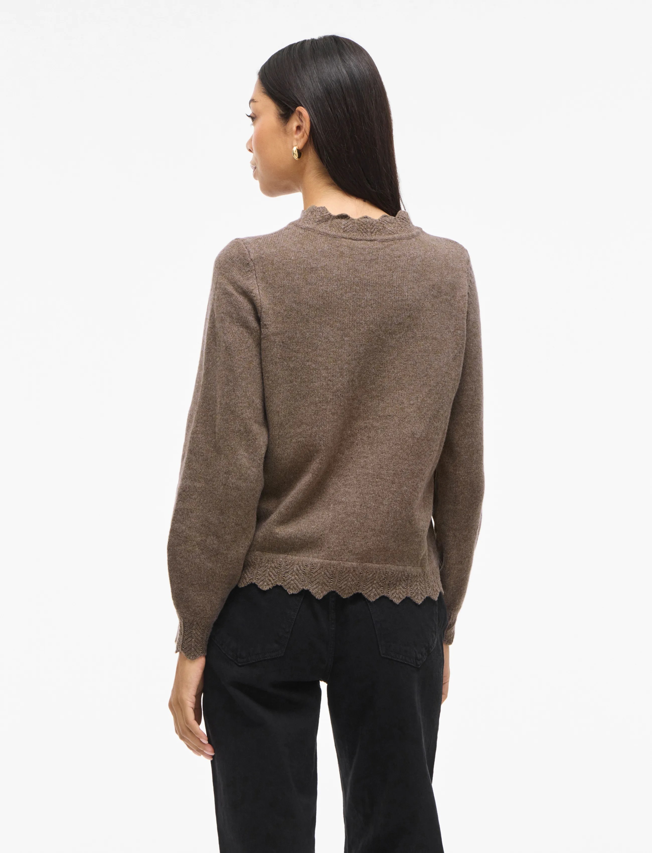 Vila - VINIKOLINA O-NECK L/S KNIT TOP - NOOS - kampsunid - falcon - 3