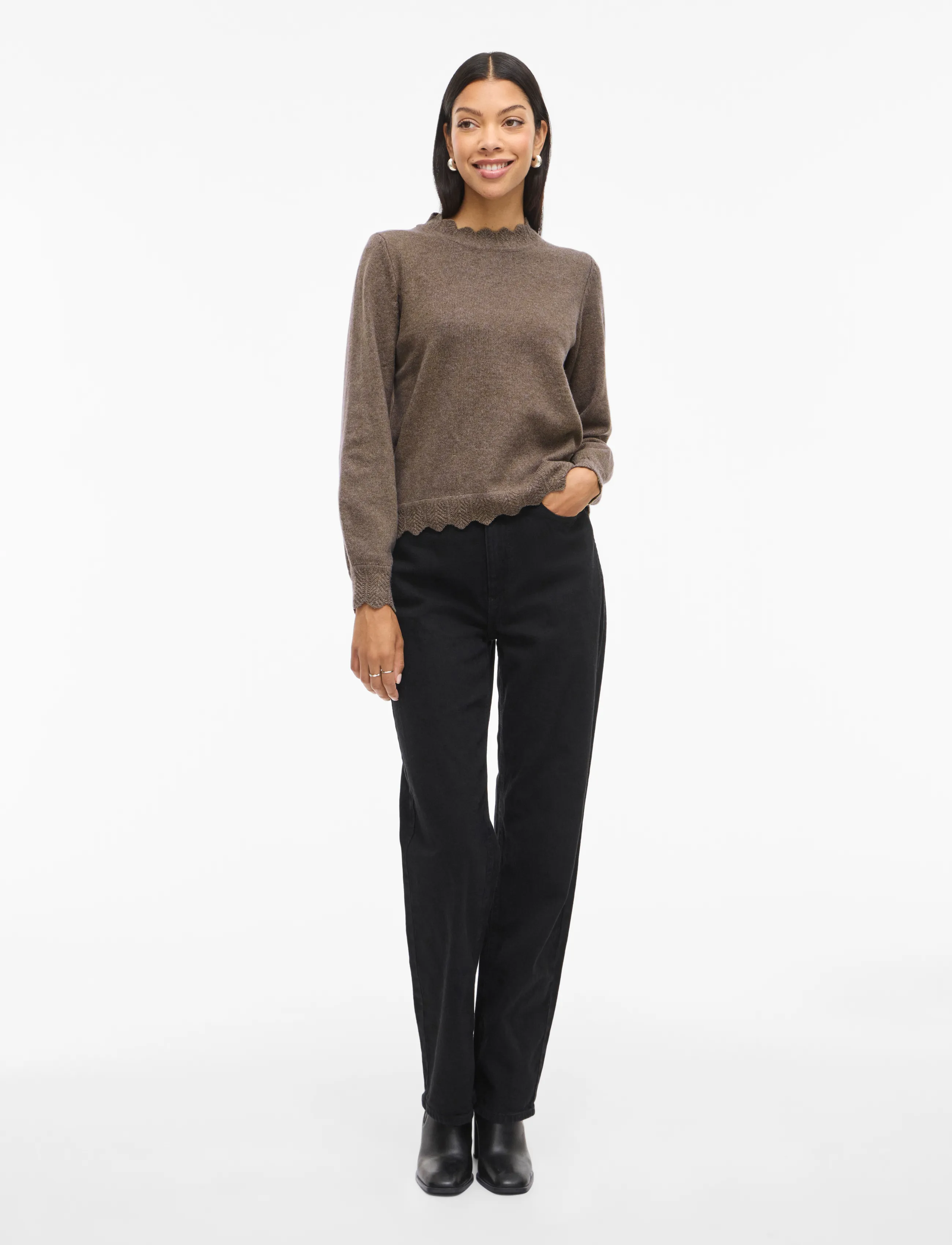 Vila - VINIKOLINA O-NECK L/S KNIT TOP - NOOS - kampsunid - falcon - 4