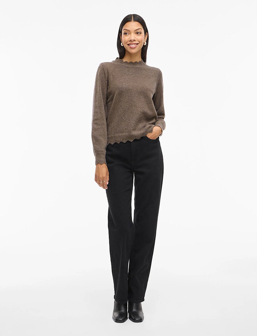 Vila - VINIKOLINA O-NECK L/S KNIT TOP - NOOS - kampsunid - falcon - 4