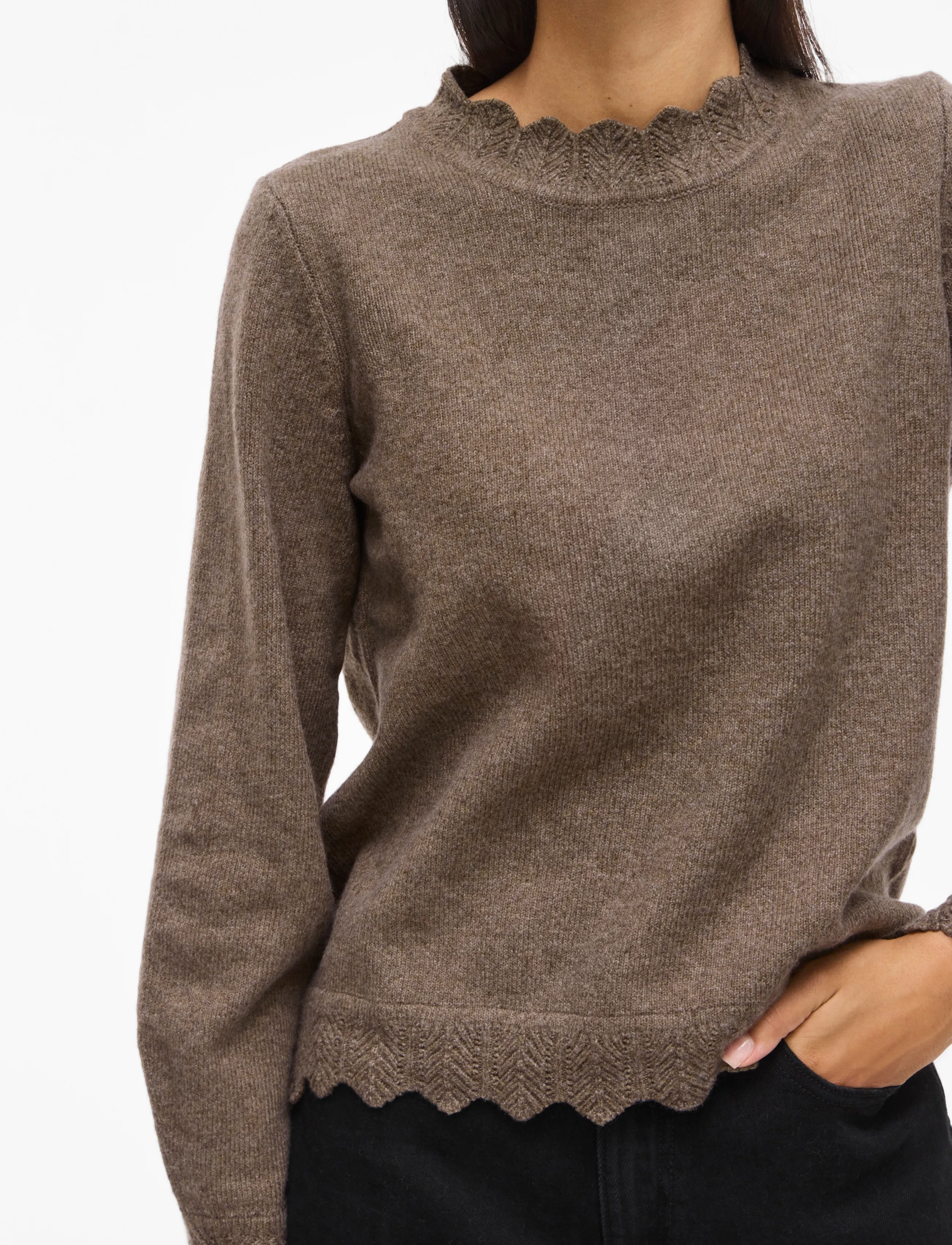 Vila - VINIKOLINA O-NECK L/S KNIT TOP - NOOS - kampsunid - falcon - 5