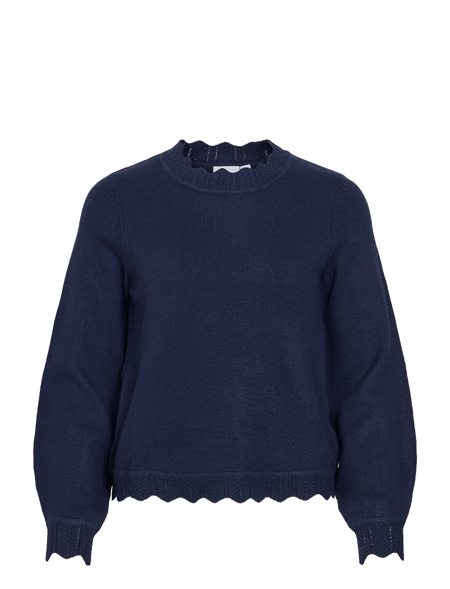 Vila - VINIKOLINA O-NECK L/S KNIT TOP - NOOS - kampsunid - navy blazer - 1