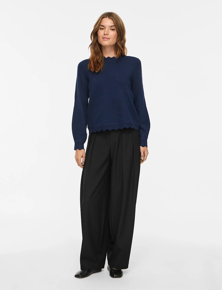 Vila - VINIKOLINA O-NECK L/S KNIT TOP - NOOS - kampsunid - navy blazer - 4