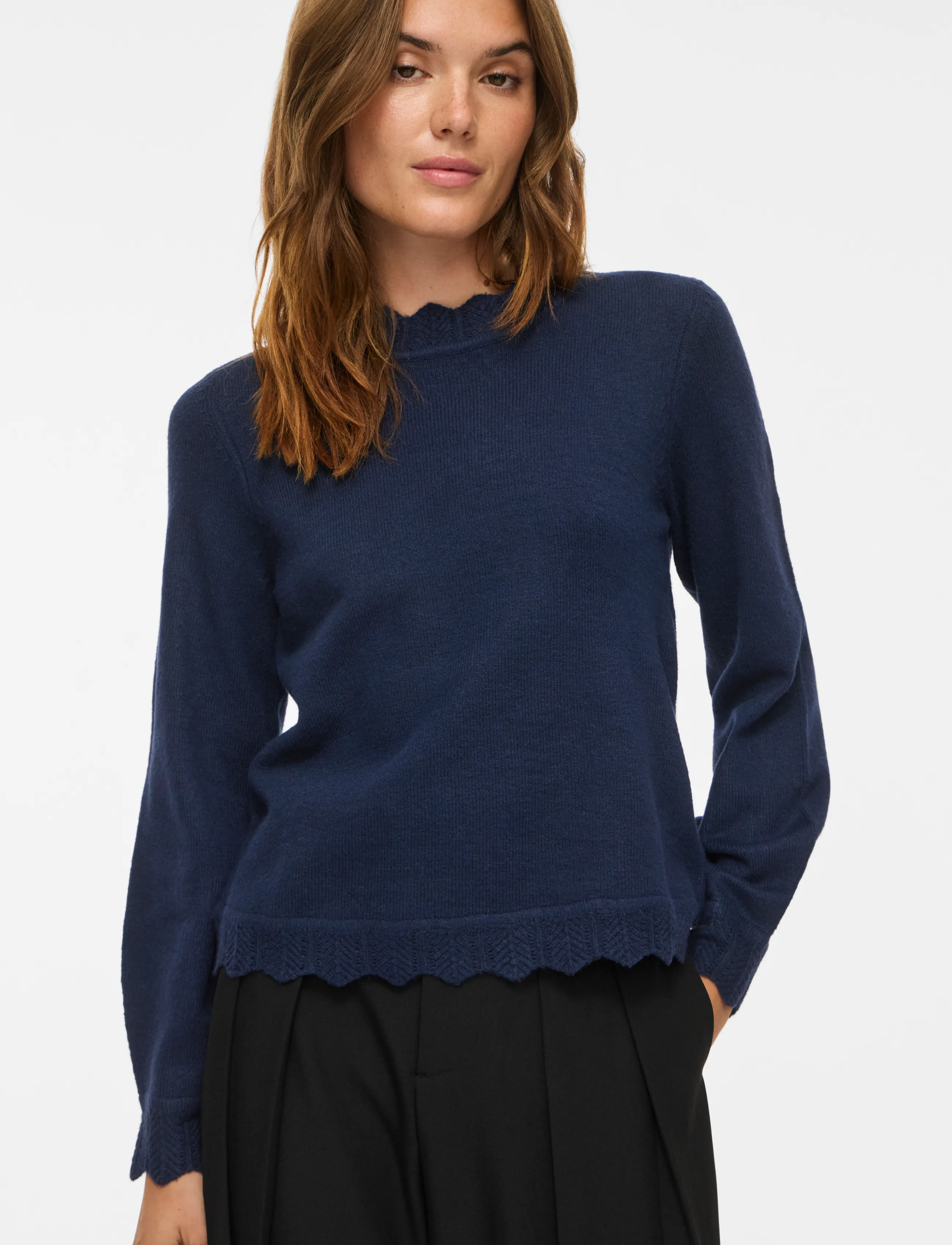 Vila - VINIKOLINA O-NECK L/S KNIT TOP - NOOS - kampsunid - navy blazer - 5