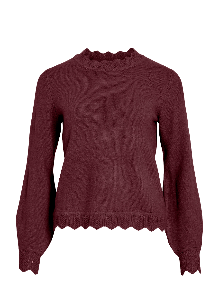 Vila - VINIKOLINA O-NECK L/S KNIT TOP - NOOS - pullover - port royale - 0