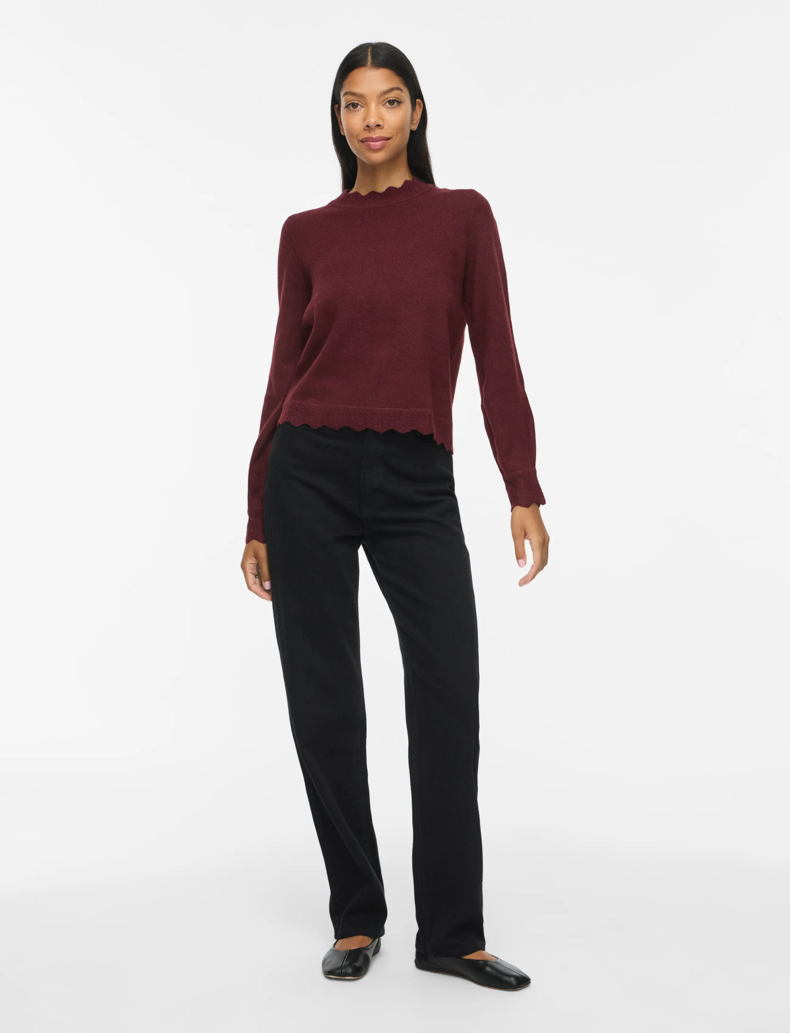 Vila - VINIKOLINA O-NECK L/S KNIT TOP - NOOS - kampsunid - port royale - 4