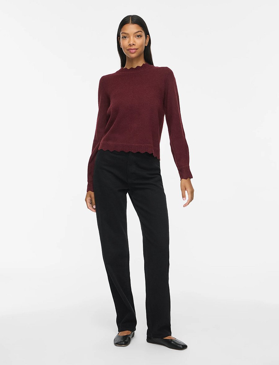 Vila - VINIKOLINA O-NECK L/S KNIT TOP - NOOS - kampsunid - port royale - 4