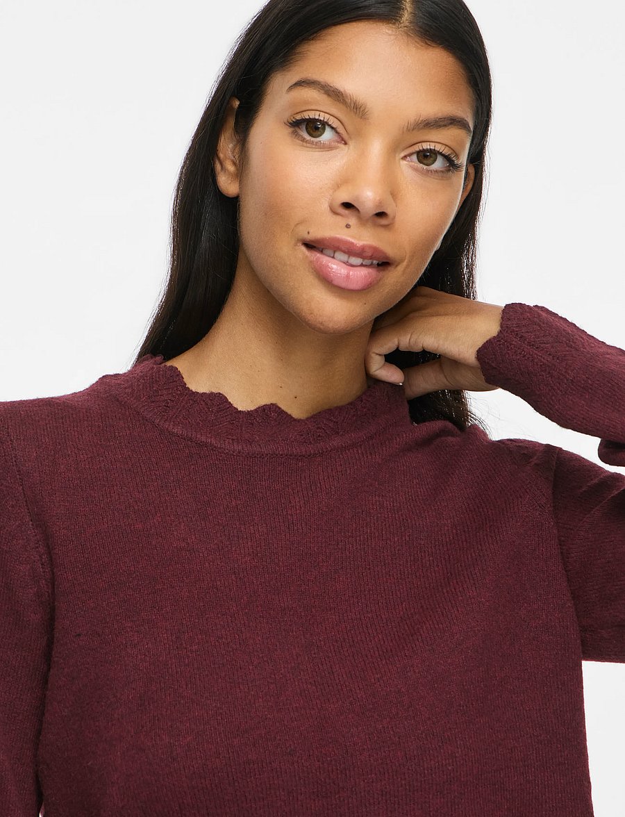 Vila - VINIKOLINA O-NECK L/S KNIT TOP - NOOS - kampsunid - port royale - 5