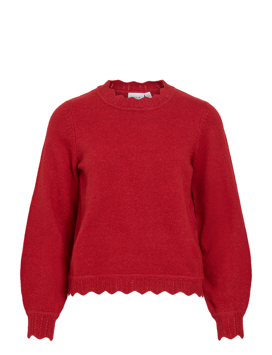 Vila - VINIKOLINA O-NECK L/S KNIT TOP - NOOS - pullover - savvy red - 0