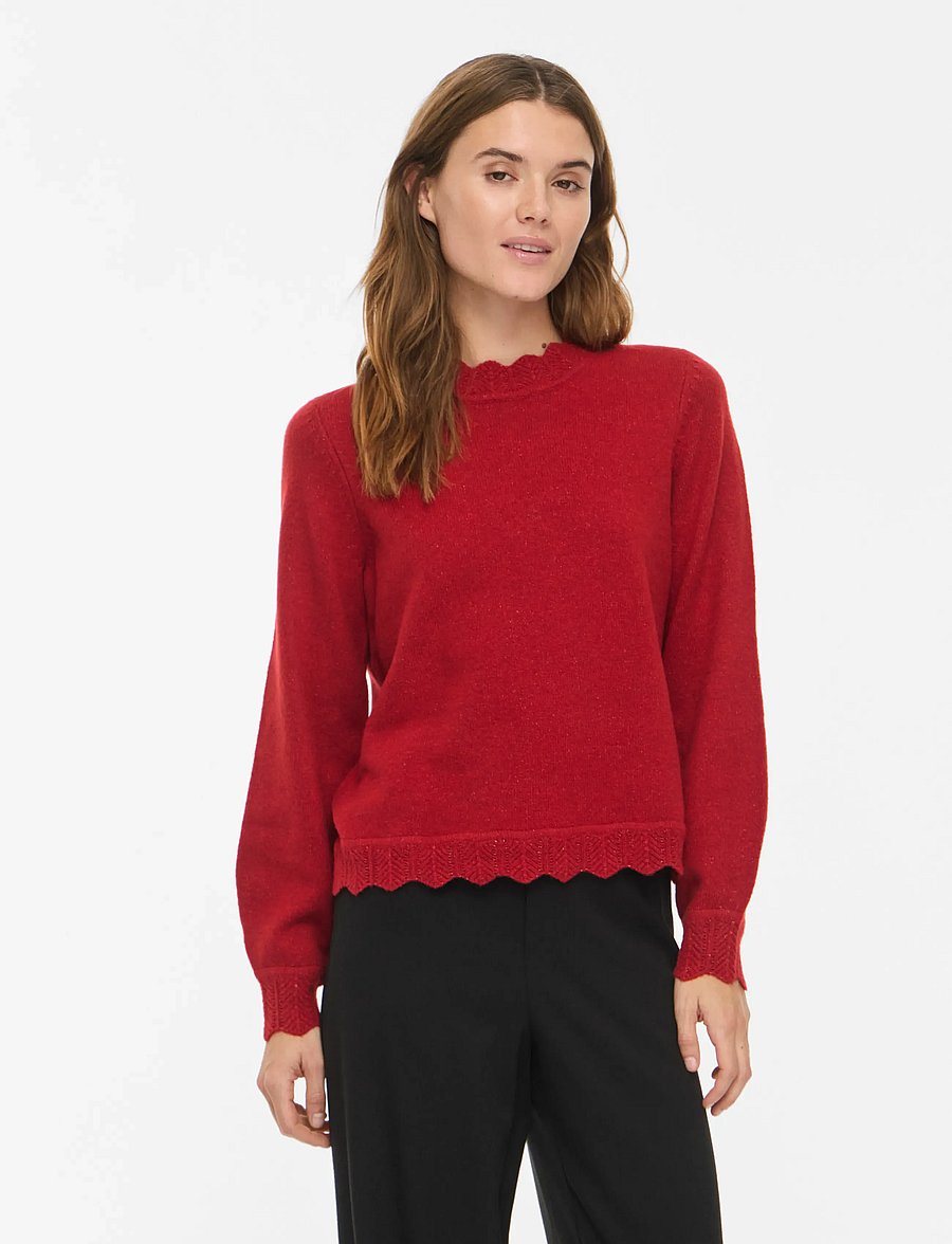 Vila - VINIKOLINA O-NECK L/S KNIT TOP - NOOS - pullover - savvy red - 0