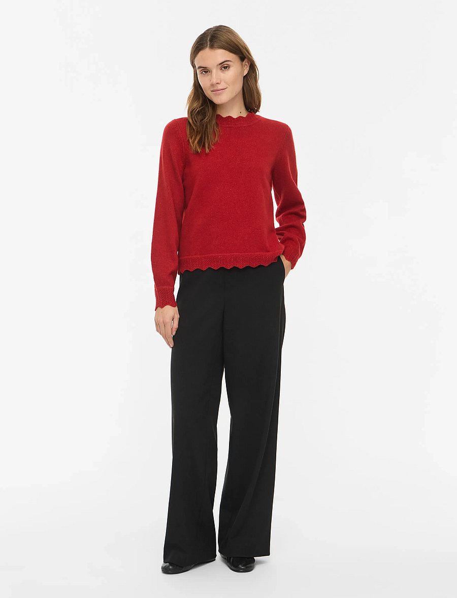 Vila - VINIKOLINA O-NECK L/S KNIT TOP - NOOS - pullover - savvy red - 4