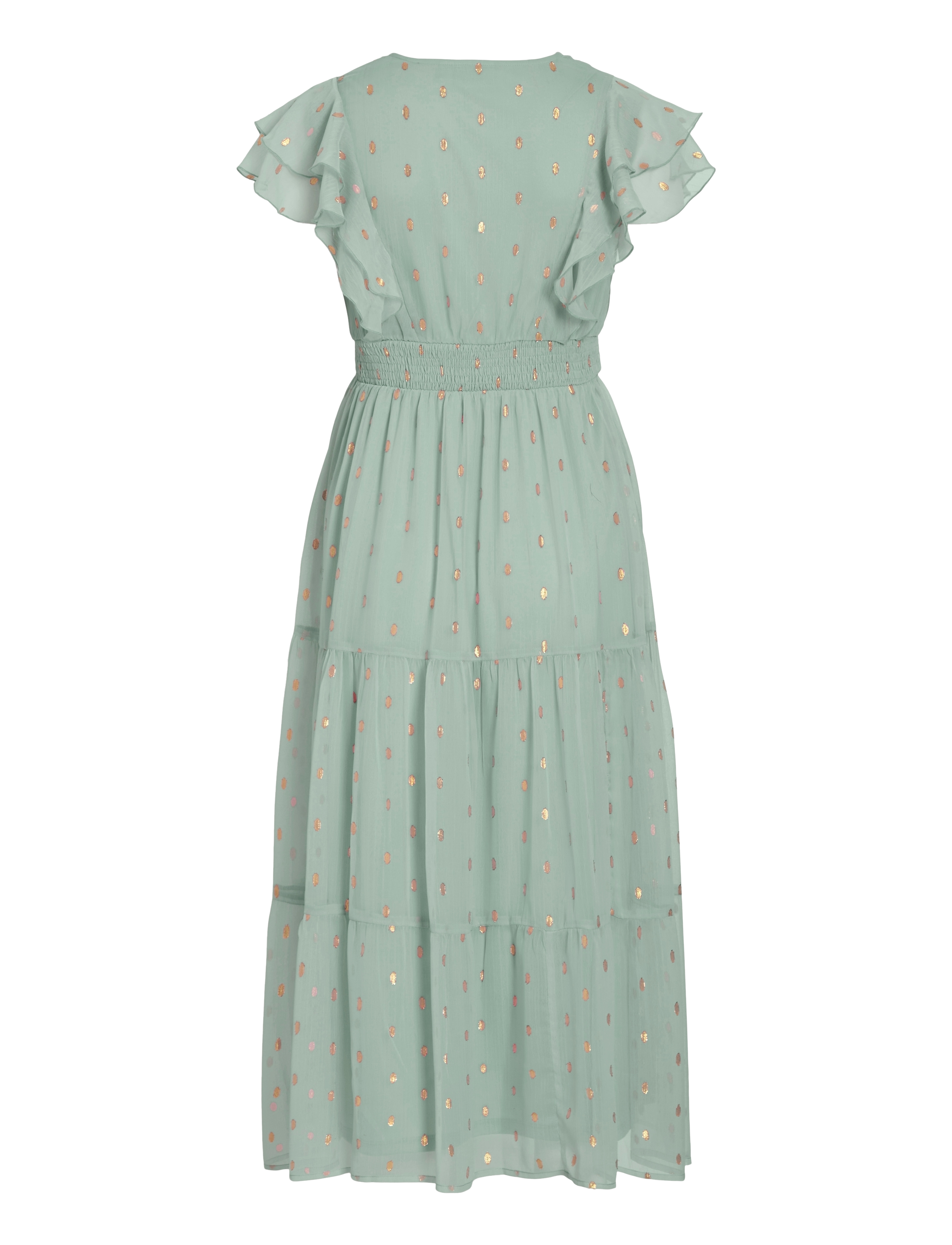 Vila - VIKAREN C/S MIDI FRILL DRESS/DC/KA - silt green - 2