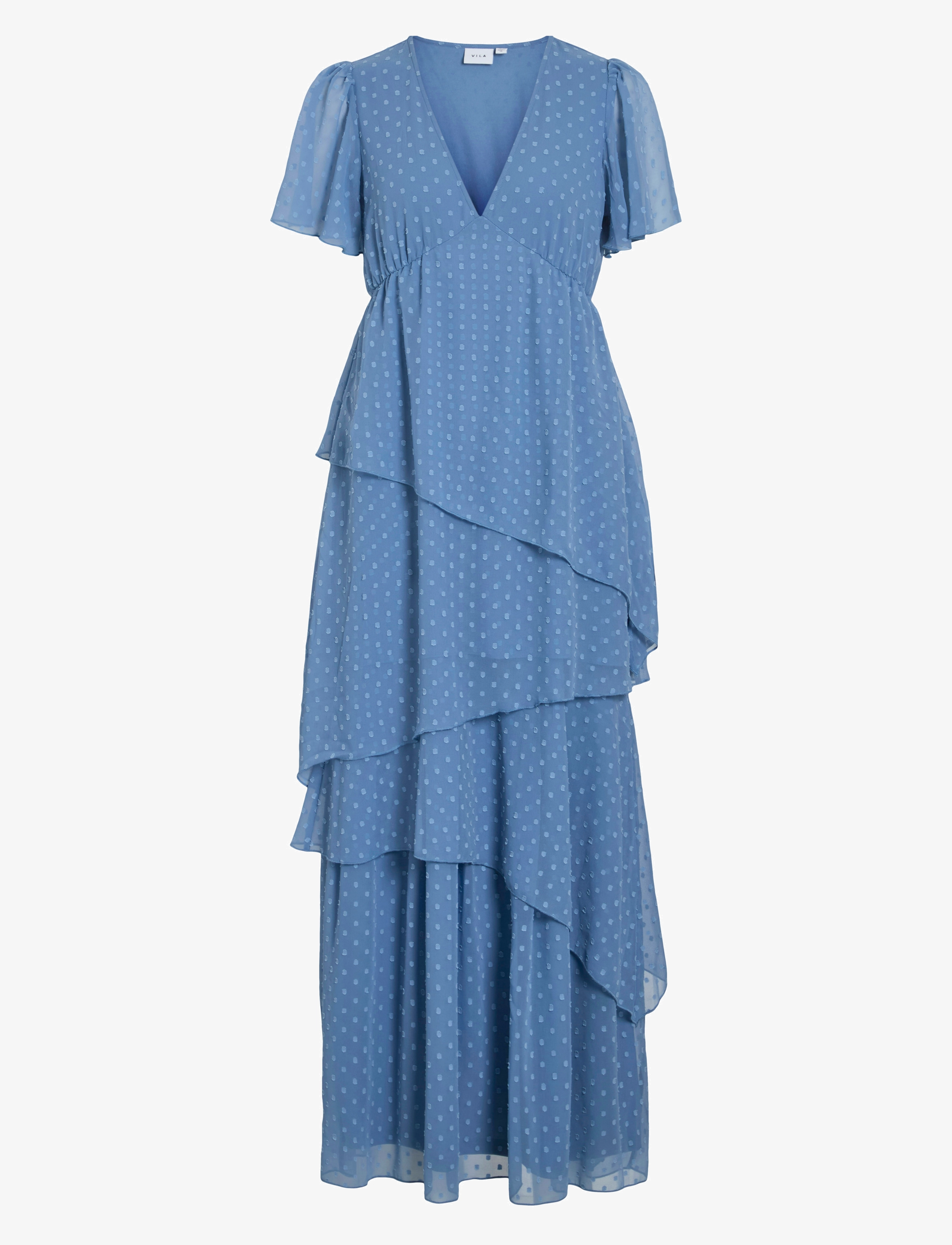 VILA Vidobby S/S Ankel Layer Kleid/Dc/Ka Blau - 36 - Damen