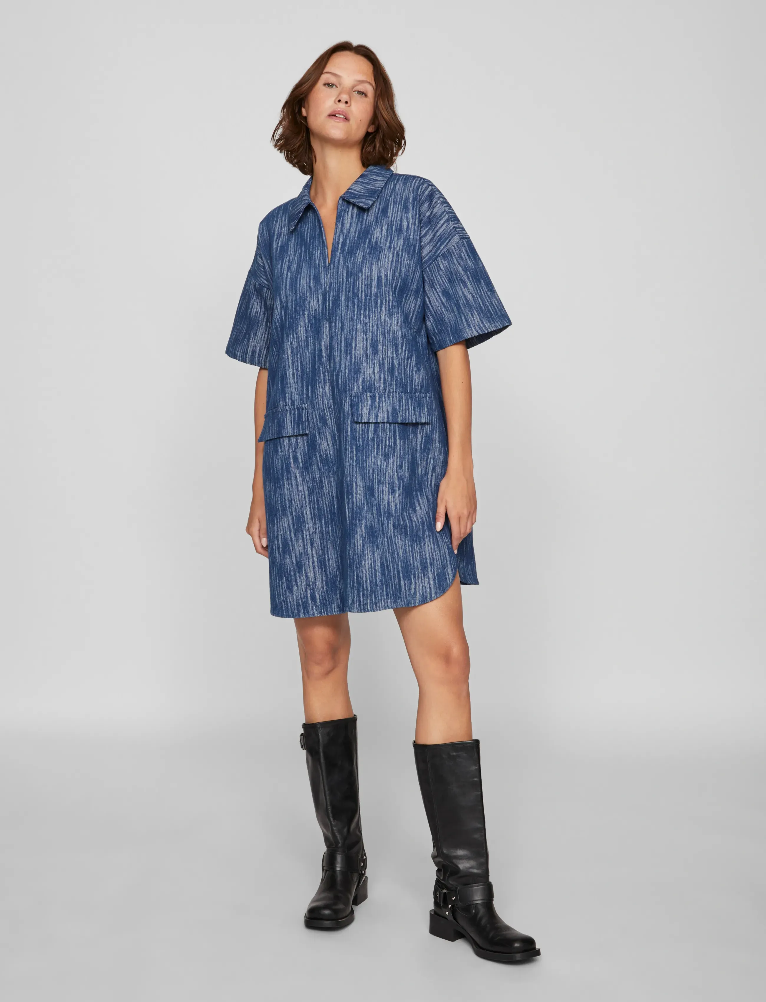 Vila - VIKUBRA 2/4 DEMIM DRESS - teksakleidid - medium blue denim - 4