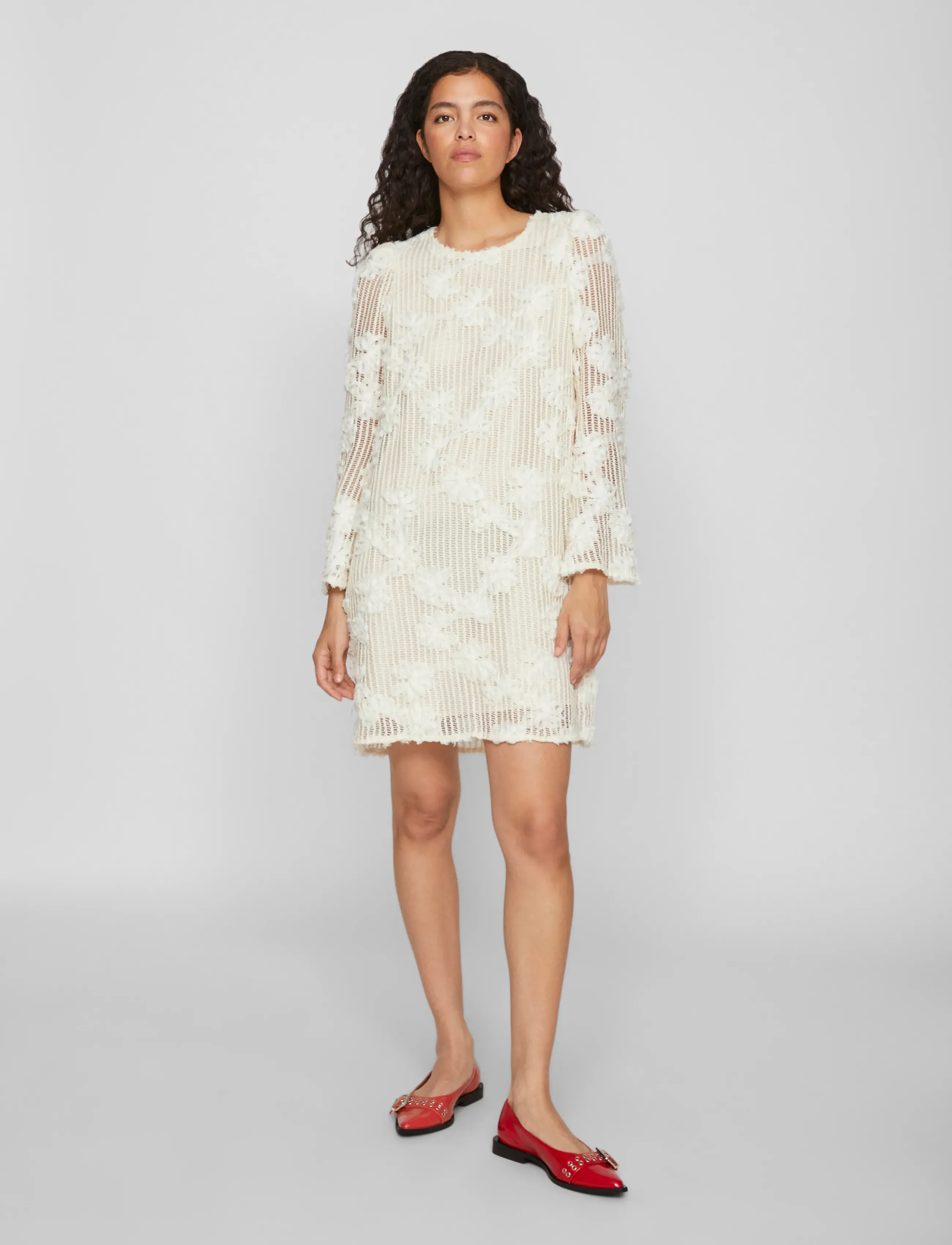 Vila Vilaras L/S Dress, 42, Cream, Kjoler > Kort Kjole, Dame
